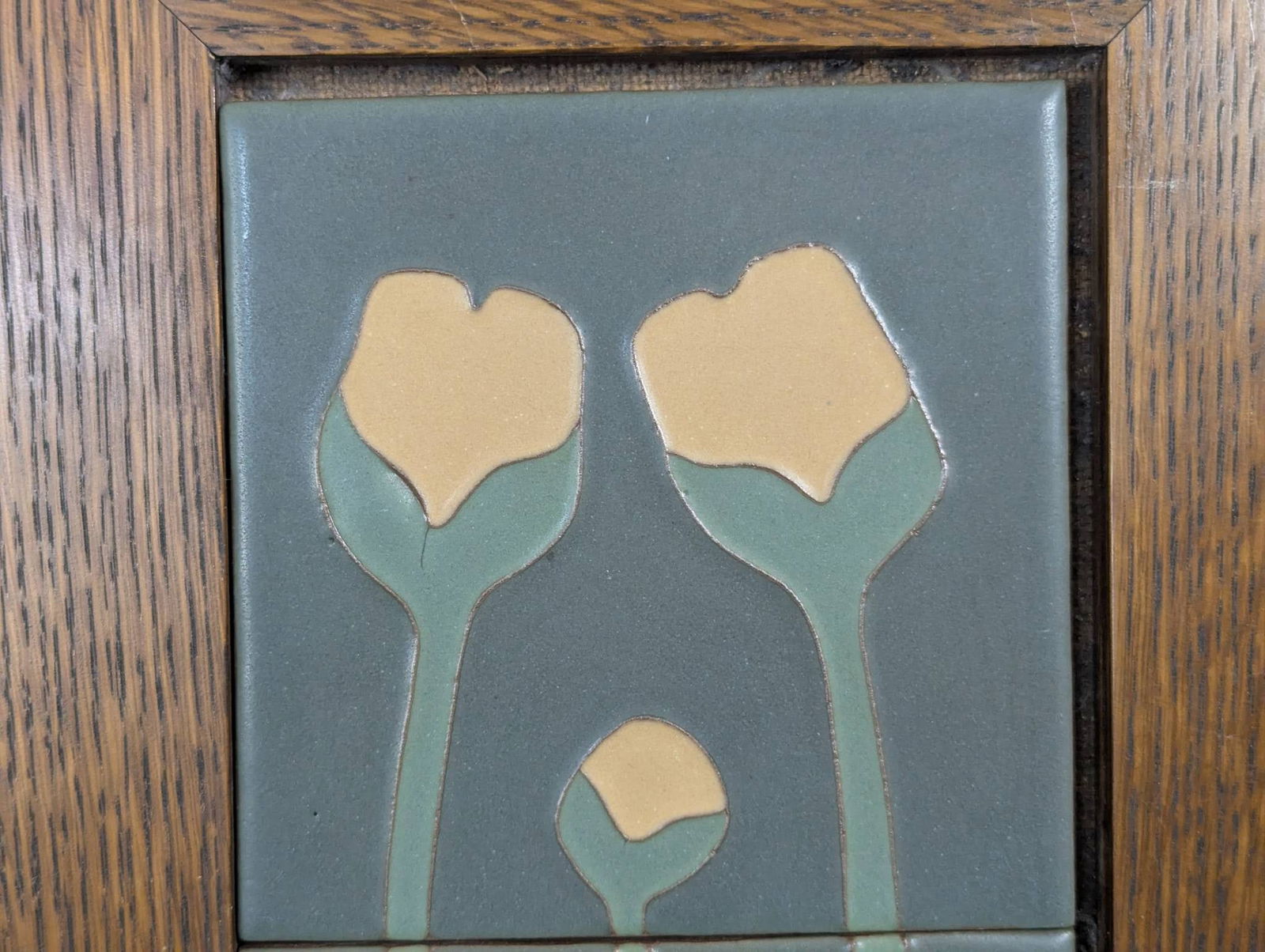 Pair Van Briggle Art Pottery Tiles in Oak Frames - 6
