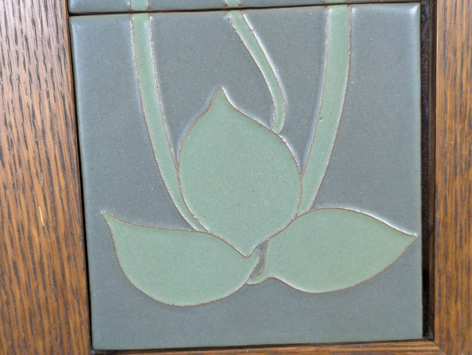 Pair Van Briggle Art Pottery Tiles in Oak Frames - 7