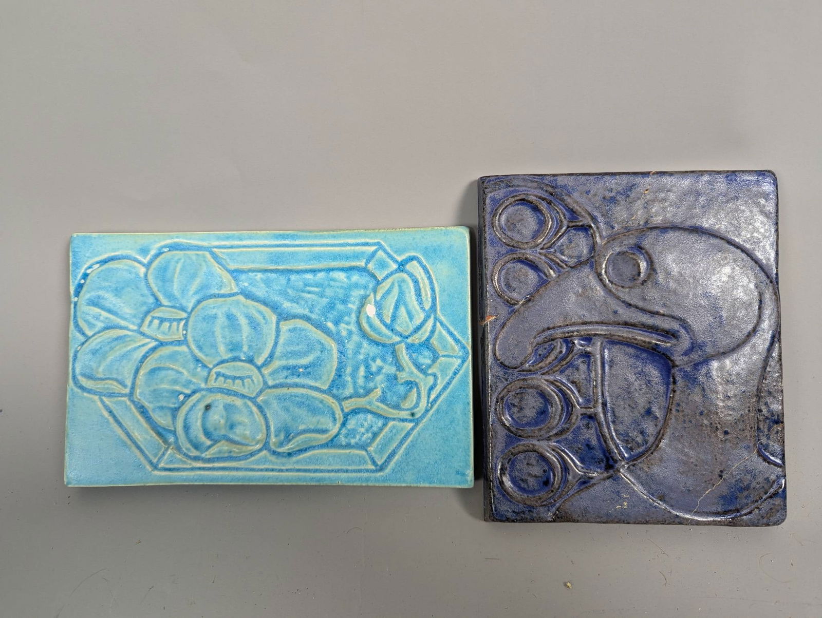 Decorative Ceramic Tiles with Blue Glaze Designs (1 of 5)