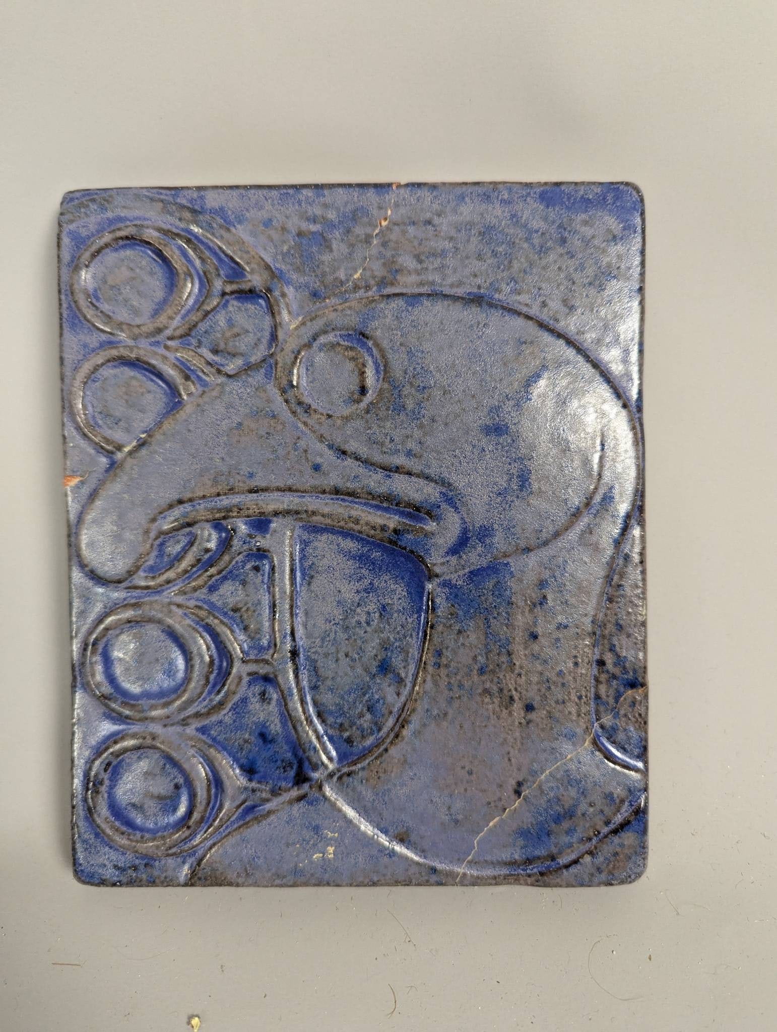 Decorative Ceramic Tiles with Blue Glaze Designs - 4