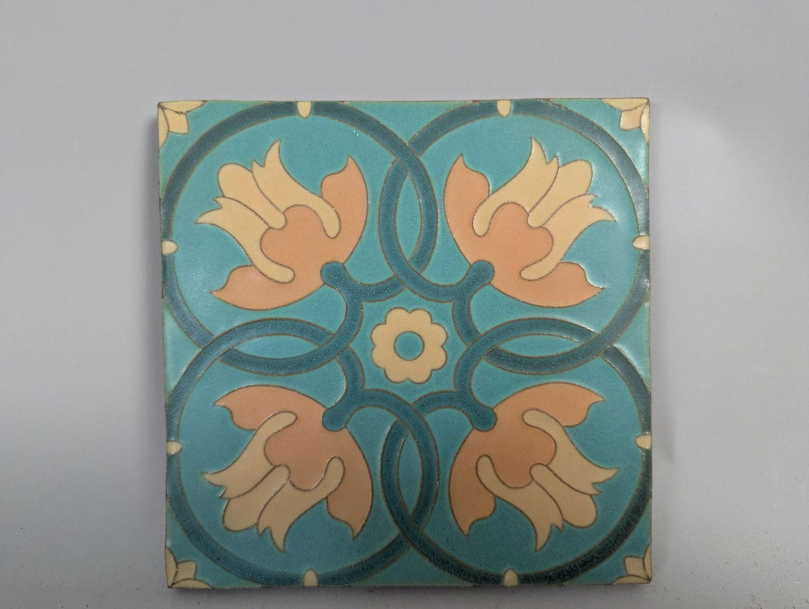 Set of 3 Van Briggle Art Pottery Tulip Matte Glaze Decorative Ceramic Tiles - 4