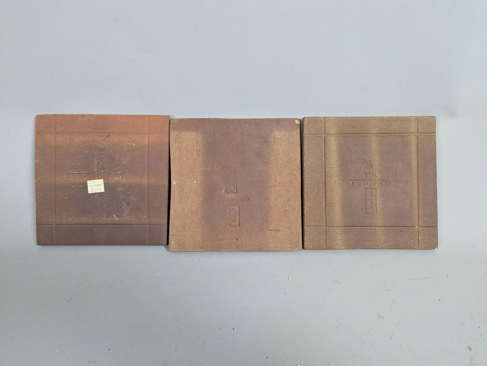 Set of 3 Van Briggle Art Pottery Tulip Matte Glaze Decorative Ceramic Tiles - 5