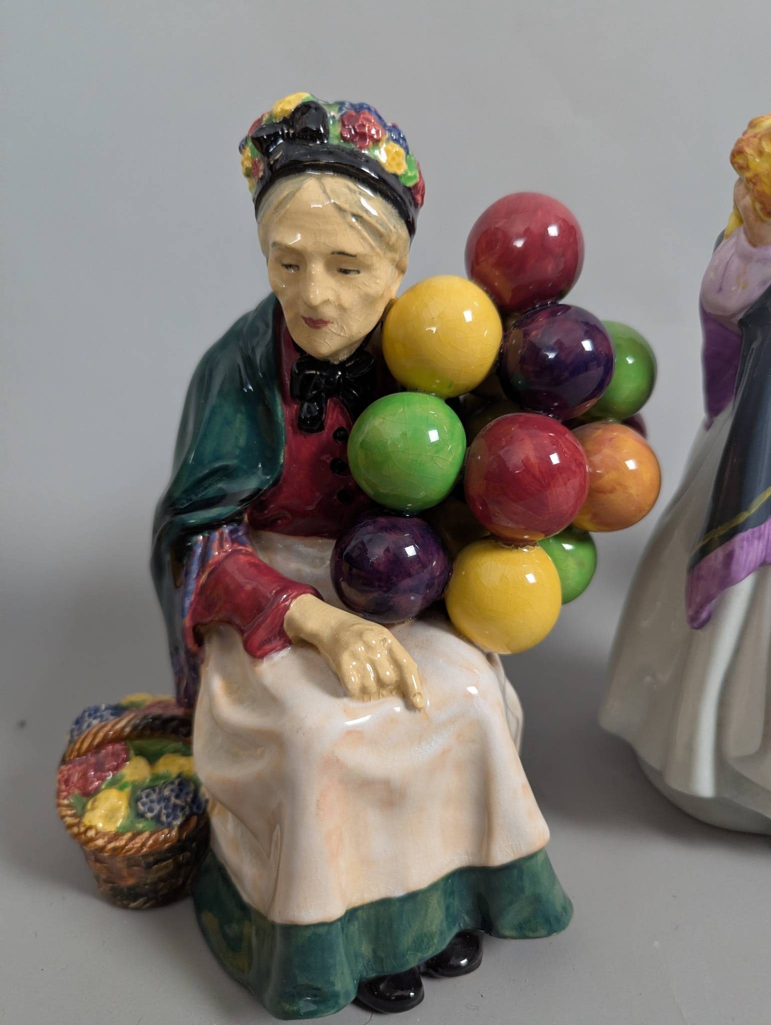 Royal Doulton Figurines Including Old Balloon Seller and Tuppence a Bag - 2
