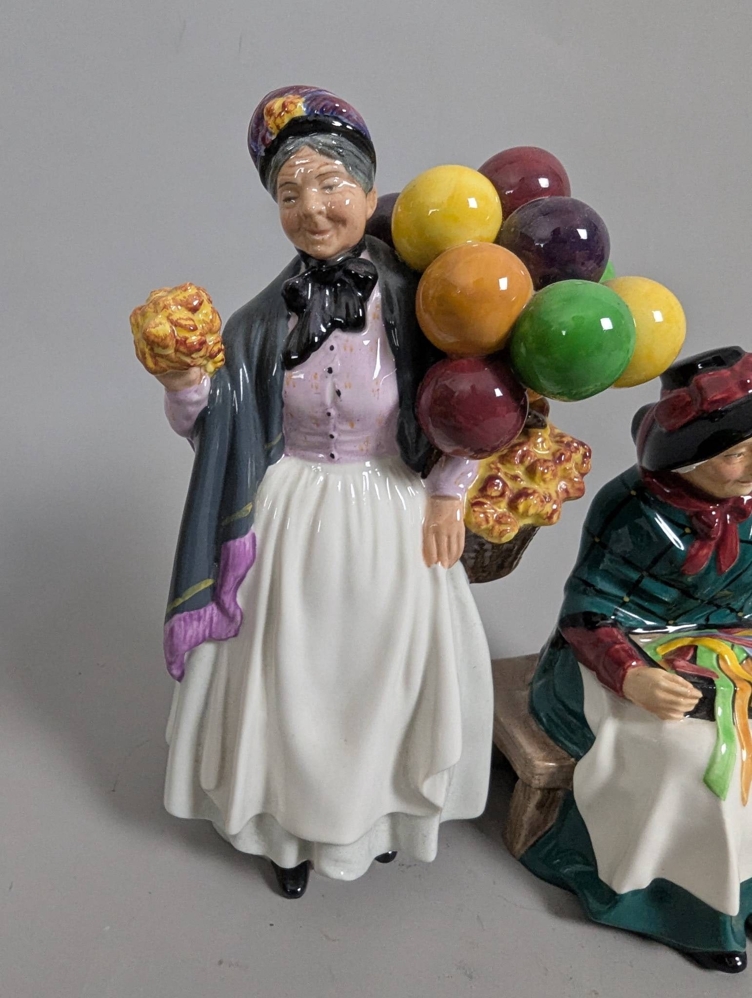 Royal Doulton Figurines Including Old Balloon Seller and Tuppence a Bag - 4