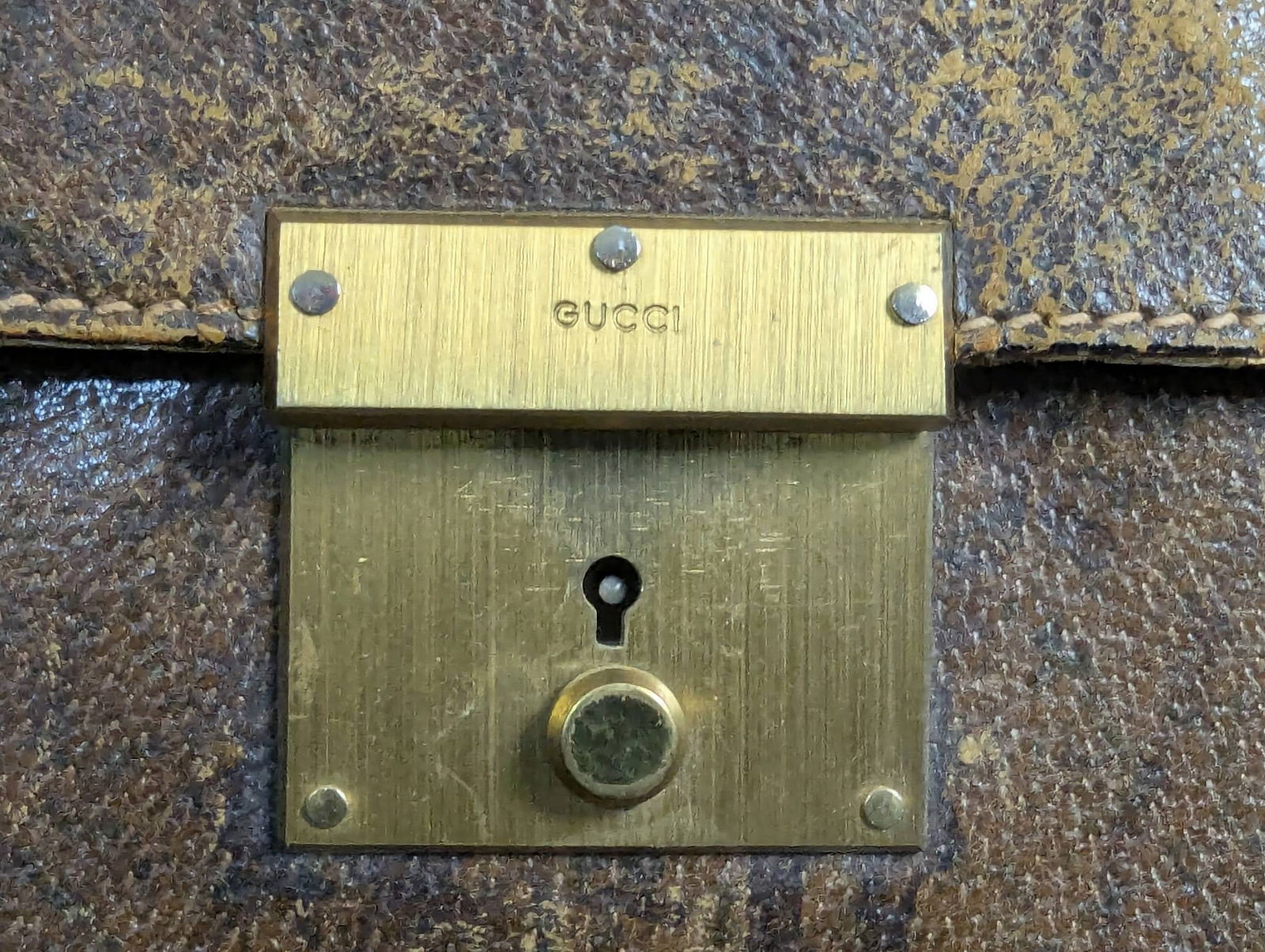 Gucci Brown Leather Briefcase with Gold Tone Hardware - 3