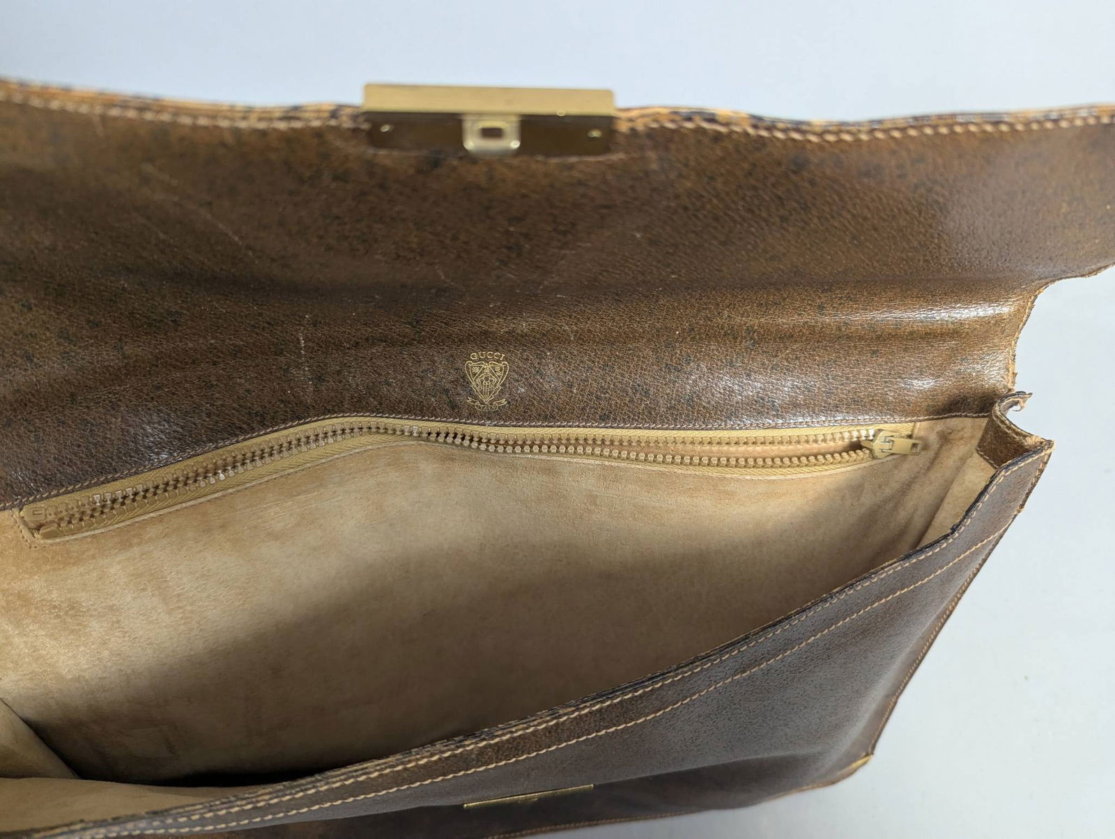 Gucci Brown Leather Briefcase with Gold Tone Hardware - 4