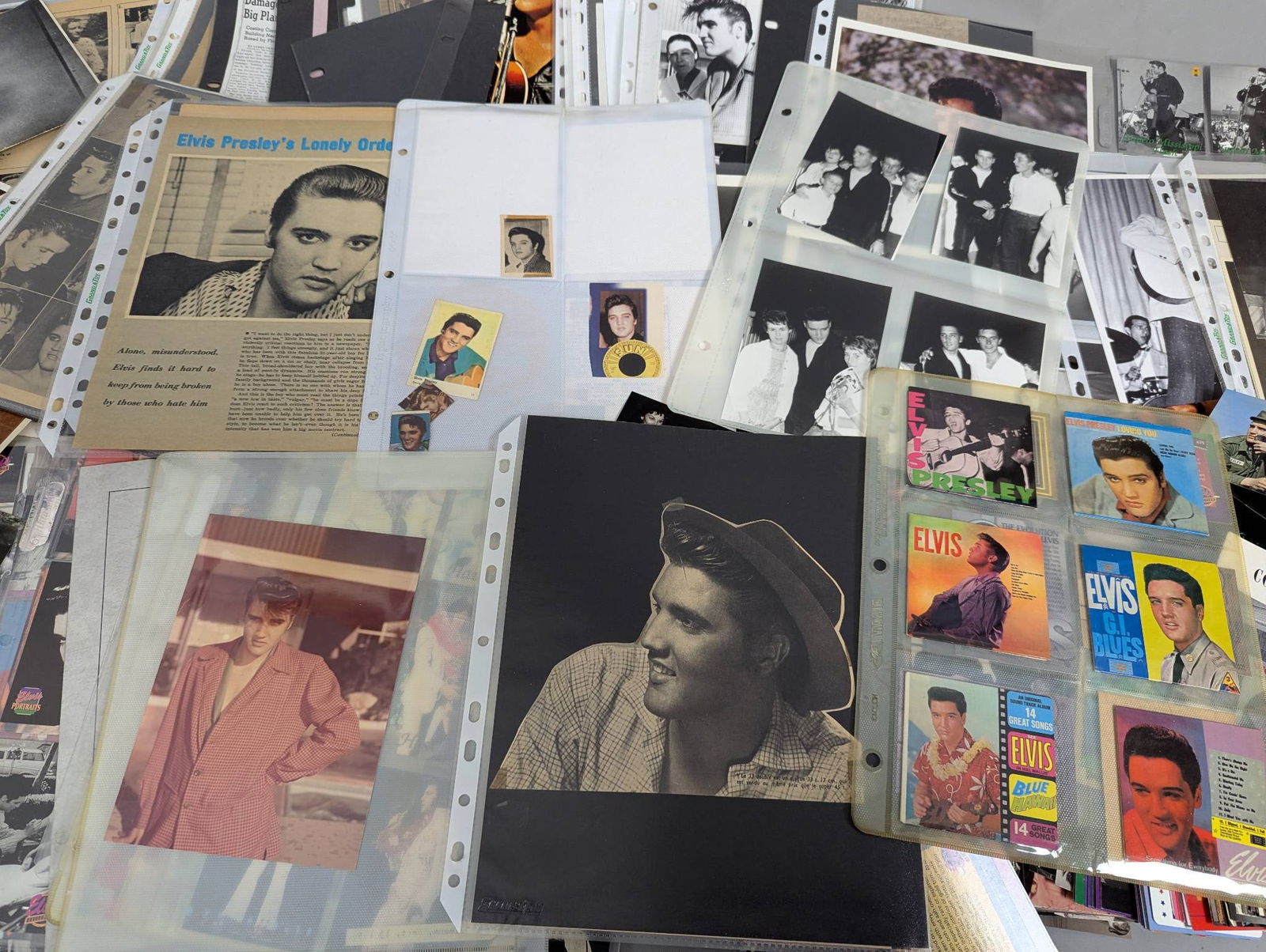 Large Lot Elvis Presley Photos Postcards Trading Cards Clippings and More - 4