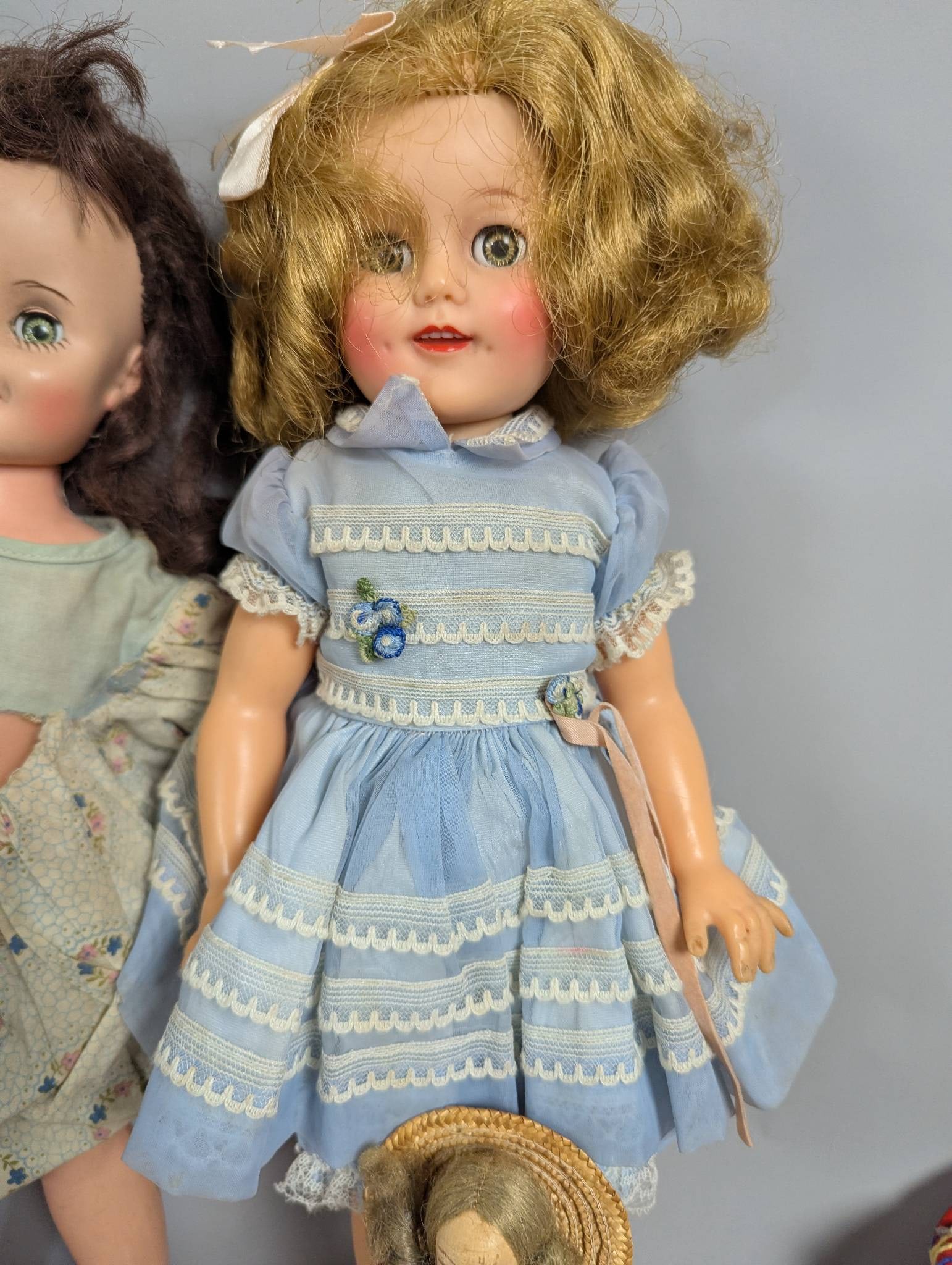 Vintage Dolls with Clothing and Red Polka Dot Case - 3