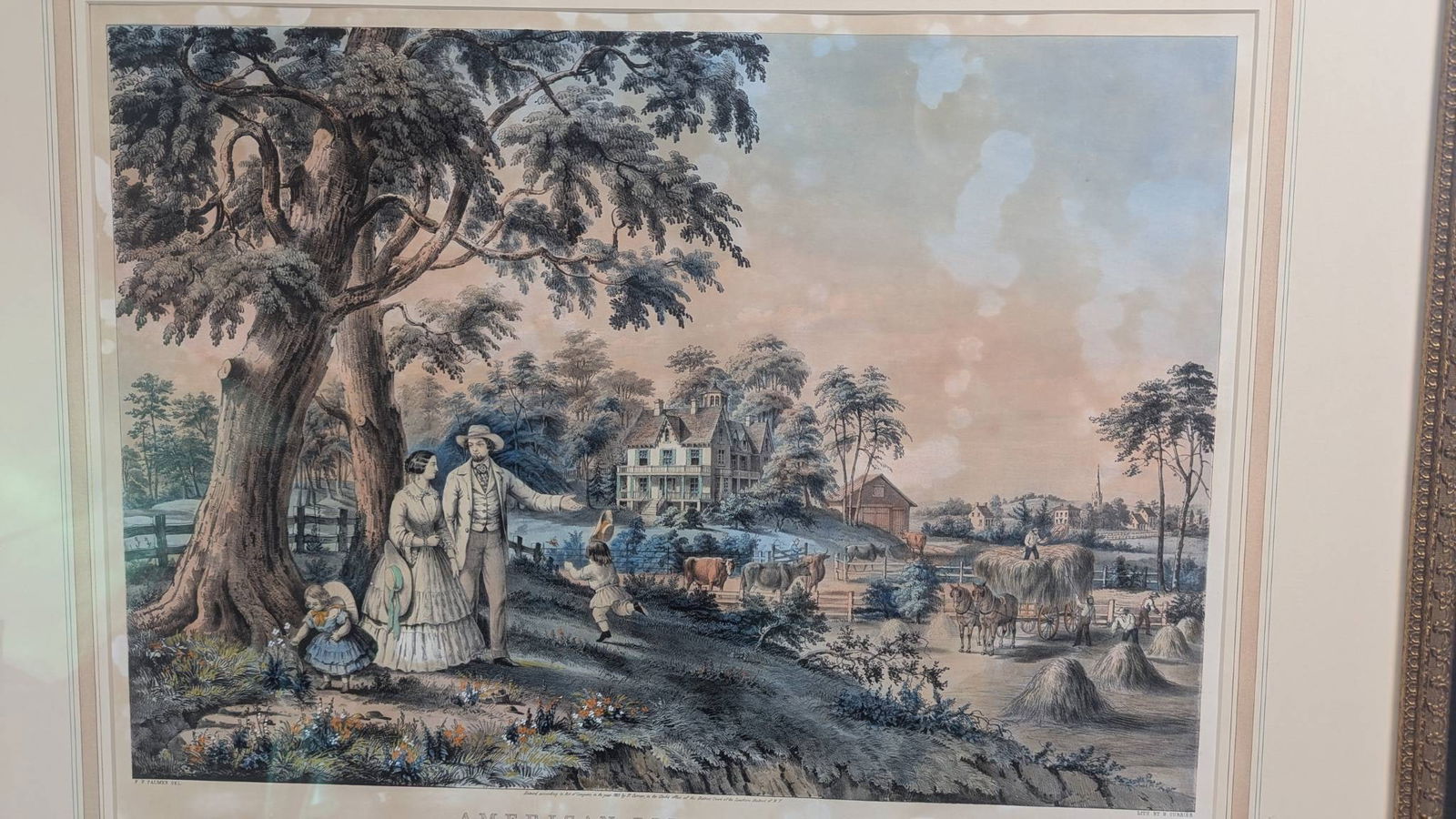 American Country Life Pastoral Evening Hand-Colored Lithograph by Currie - 2