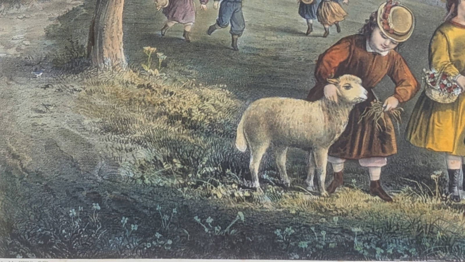 Hand Colored Lithograph by JM Ives Titled The Four Seasons of Life Childhood Currier & Ives - 6