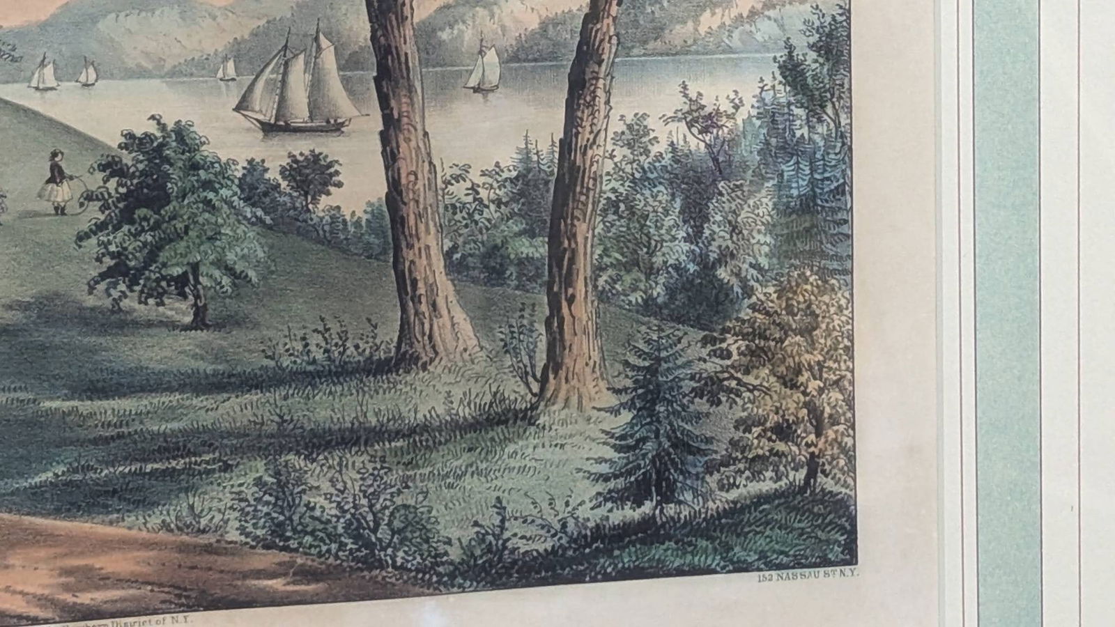 Summer in the Highlands by Currier and Ives Lithograph Print in Ornate Frame - 8