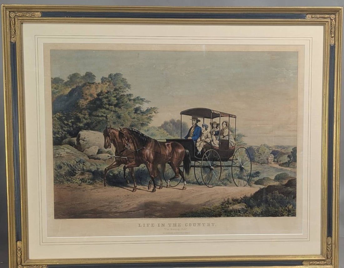 Lithograph by Currier and Ives Depicting Life in the Country The Morning Ride (1 of 12)