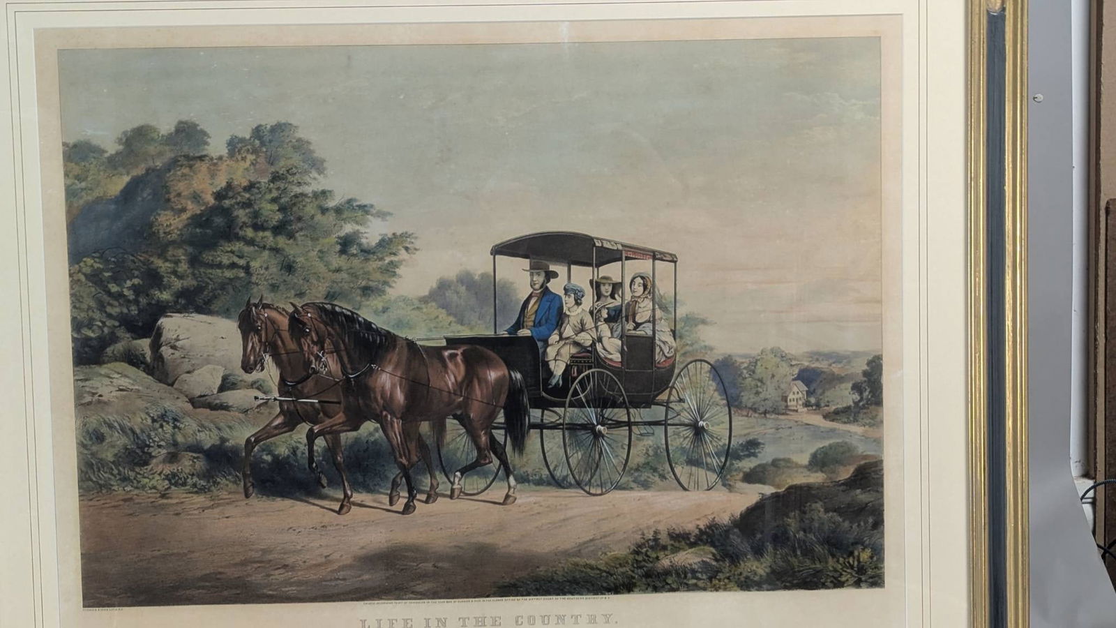 Lithograph by Currier and Ives Depicting Life in the Country The Morning Ride - 2