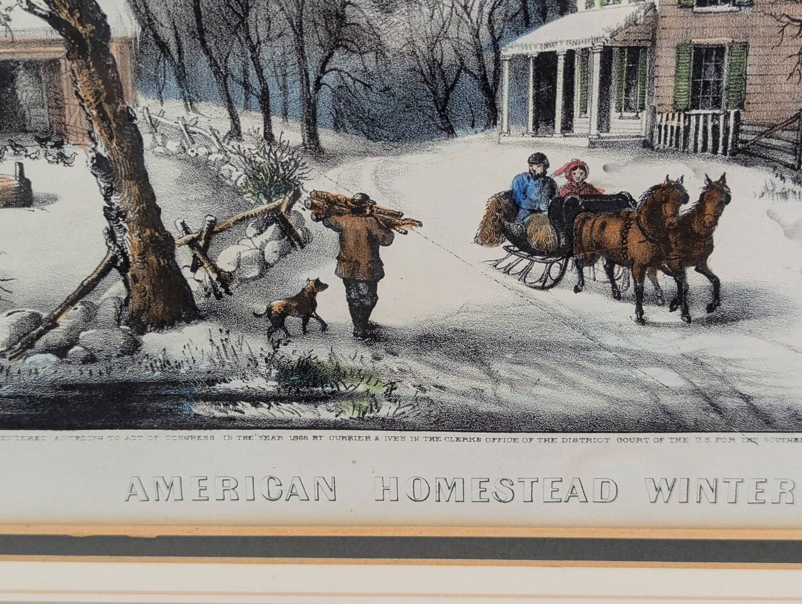 Currier and Ives Lithograph Depicting Winter Scene - 10
