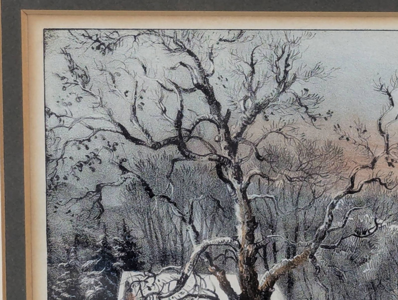 Currier and Ives Lithograph Depicting Winter Scene - 3