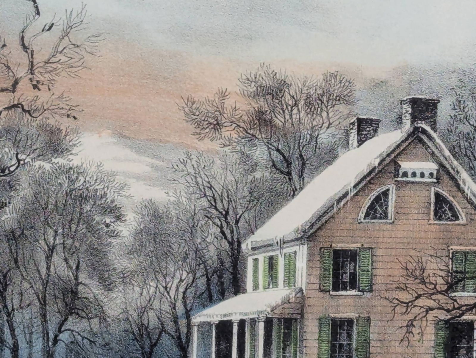 Currier and Ives Lithograph Depicting Winter Scene - 4