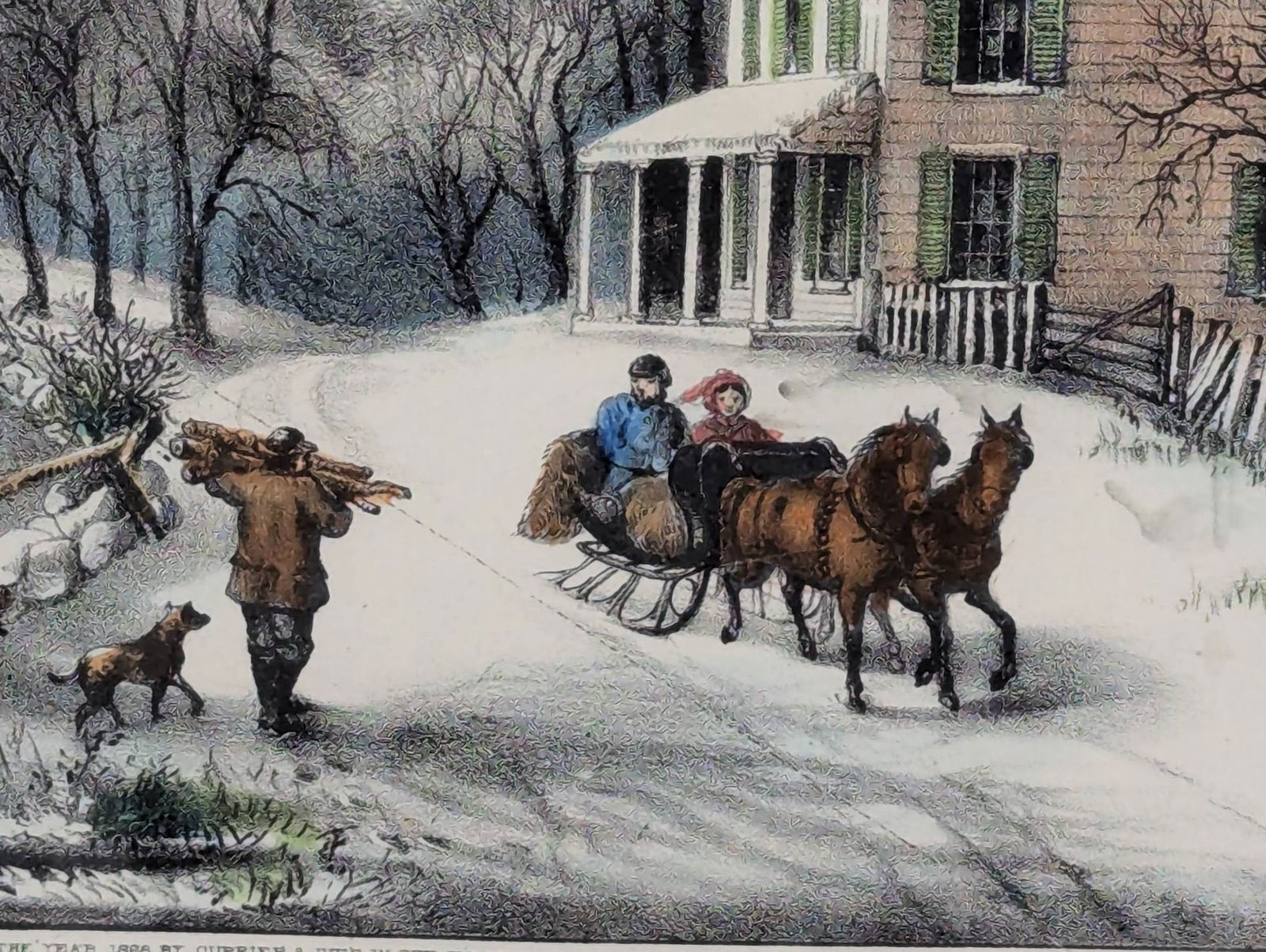 Currier and Ives Lithograph Depicting Winter Scene - 7