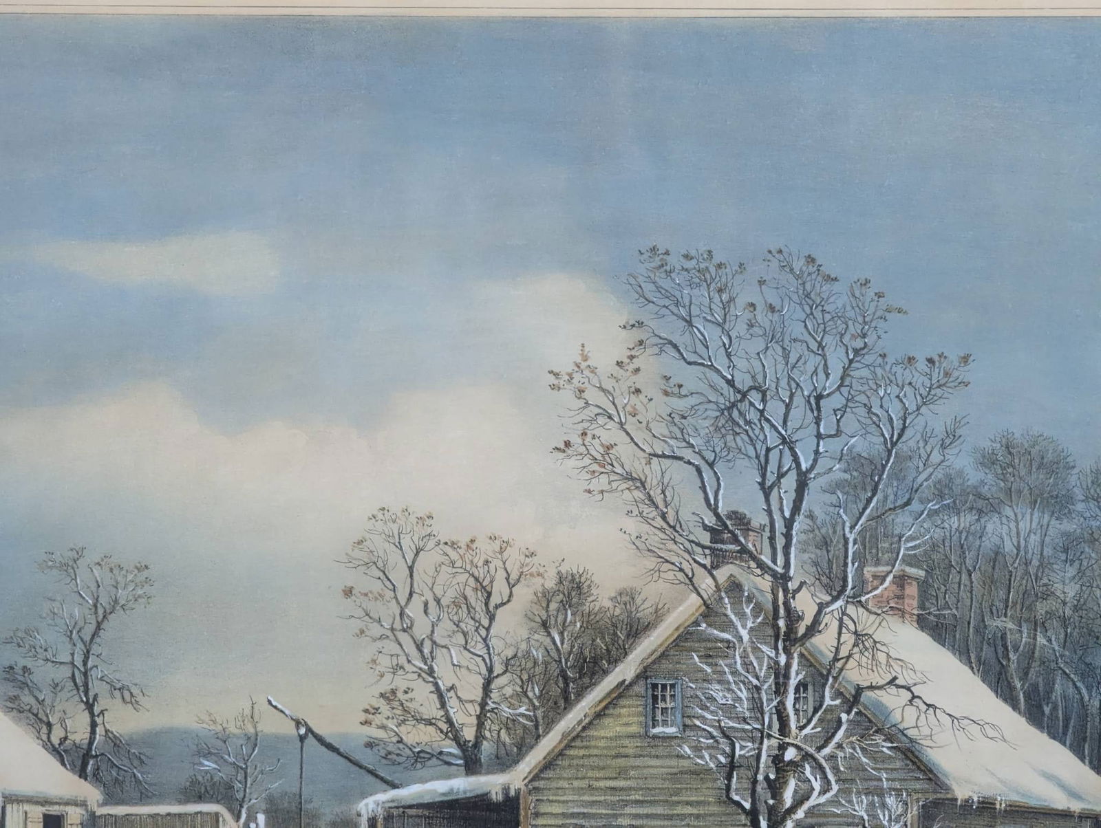 Winter Morning Feeding the Chickens Lithograph by Currier and Ives - 4