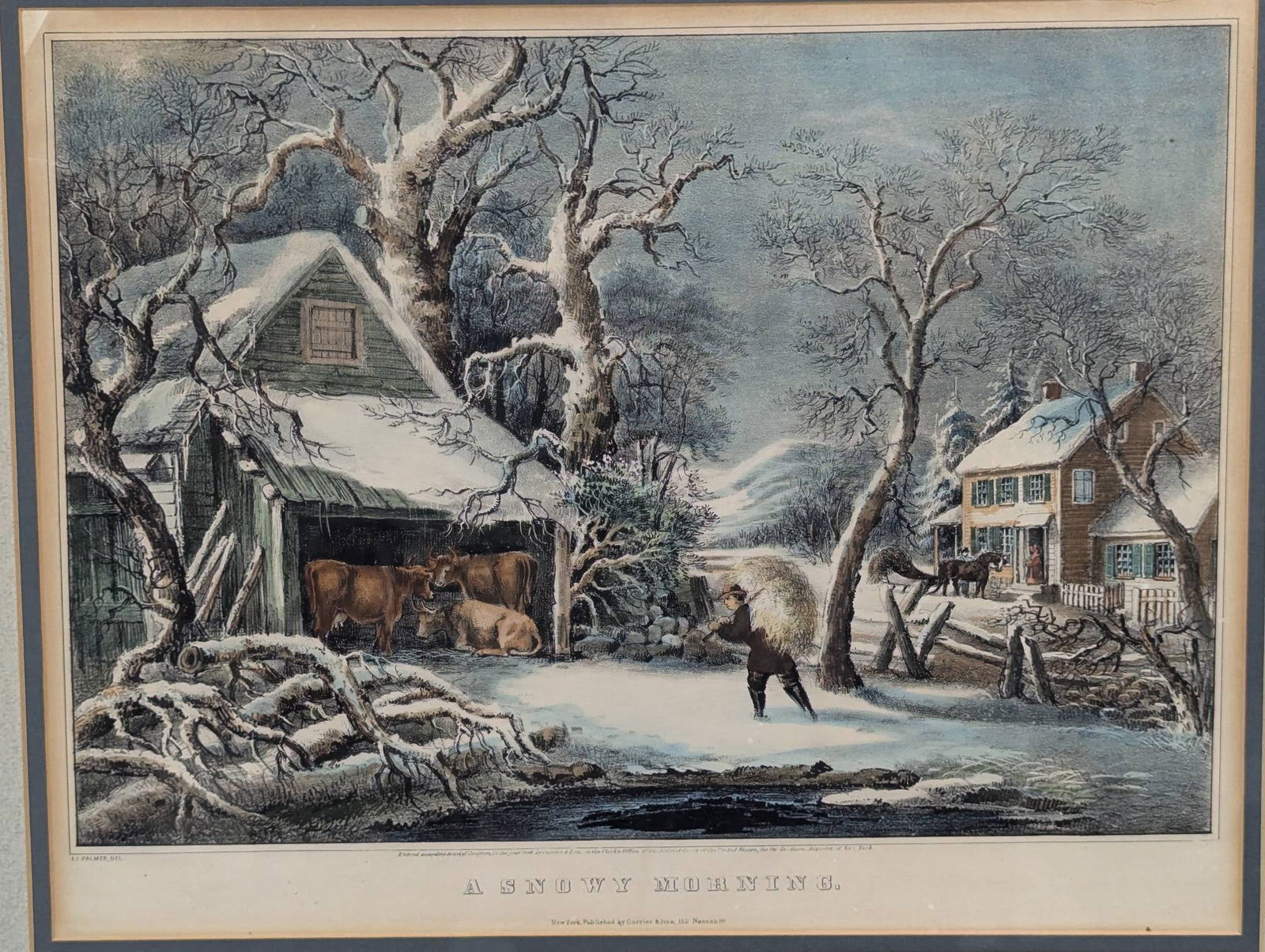 Lithograph by F.F. Palmer A Snowy Mountain Published by Currier and Ives - 2