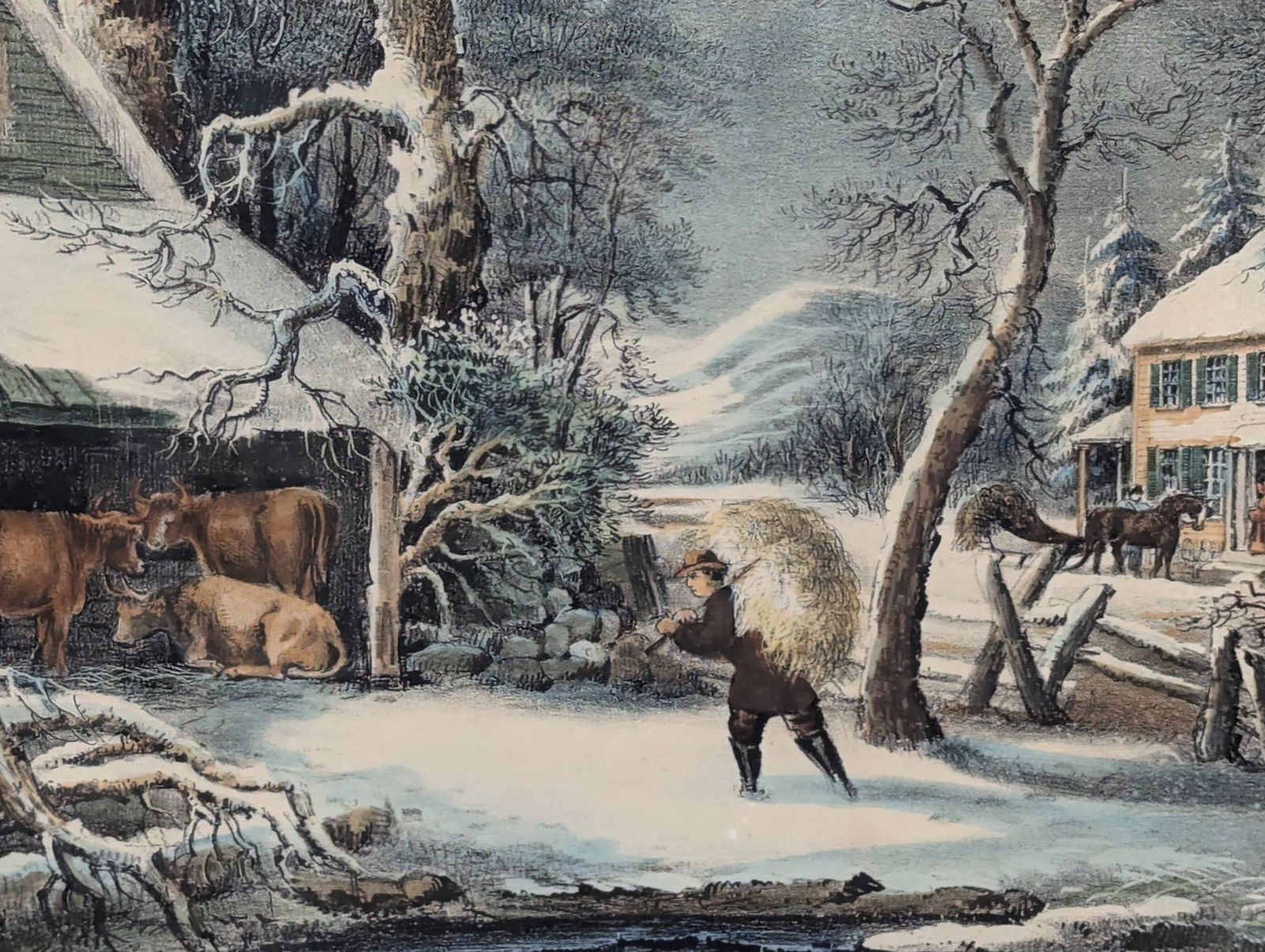 Lithograph by F.F. Palmer A Snowy Mountain Published by Currier and Ives - 7