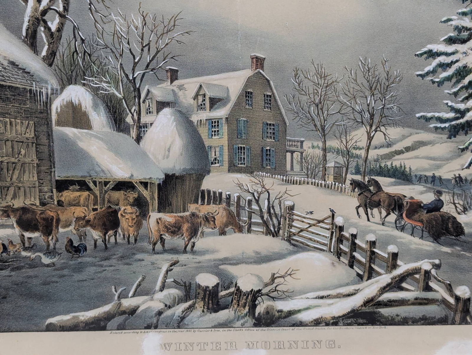 Currier and Ives Lithograph Winter Morning - 7