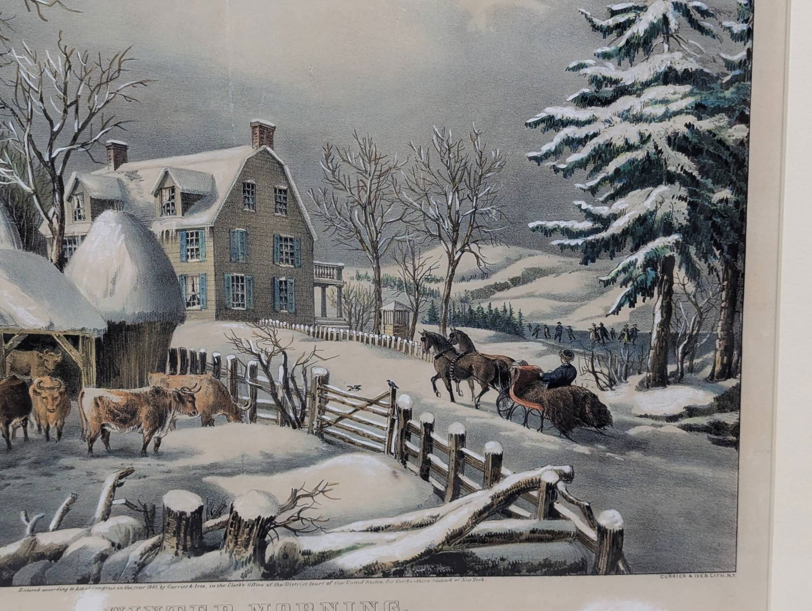 Currier and Ives Lithograph Winter Morning - 8