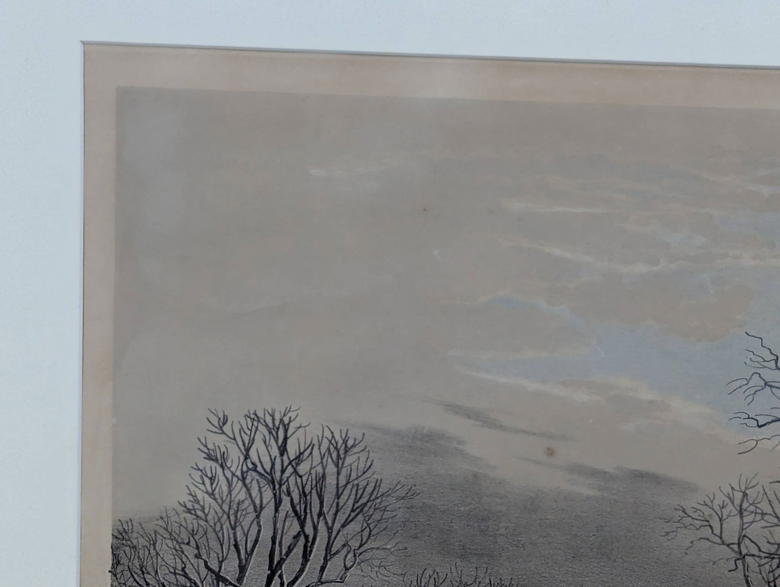 N Currier Lithograph Titled Winter Evening with Ornate Frame - 3