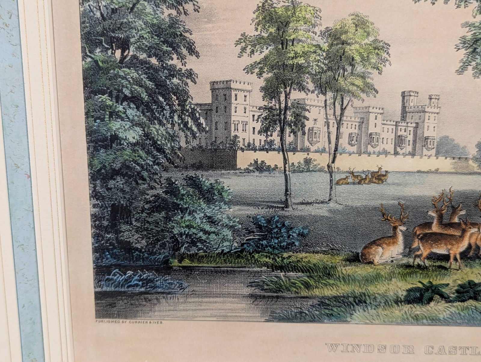 Lithograph by Currier and Ives Depicting Windsor Castle and Park - 6