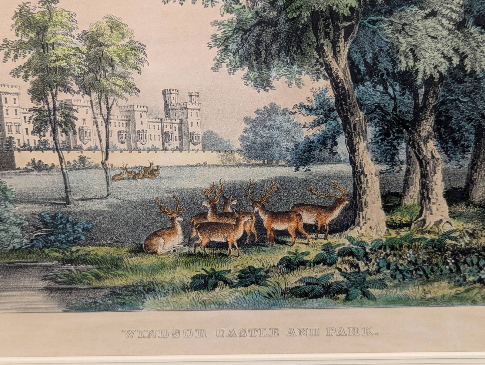 Lithograph by Currier and Ives Depicting Windsor Castle and Park - 7