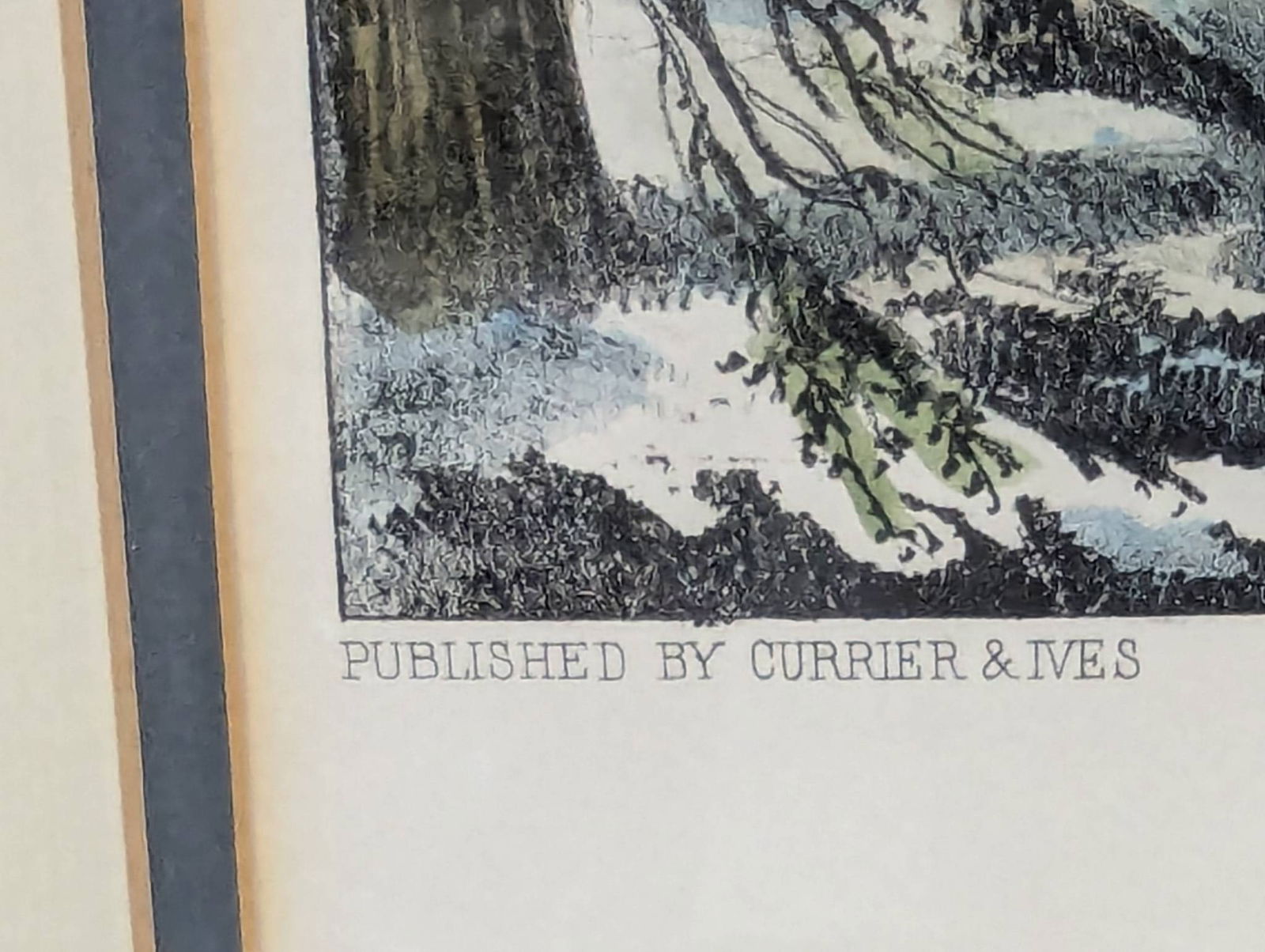 Currier and Ives Maple Sugaring Lithograph in Frame - 9