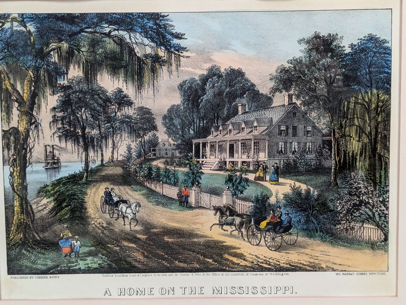 Currier and Ives Lithograph Depicting A Home on the Mississippi - 2