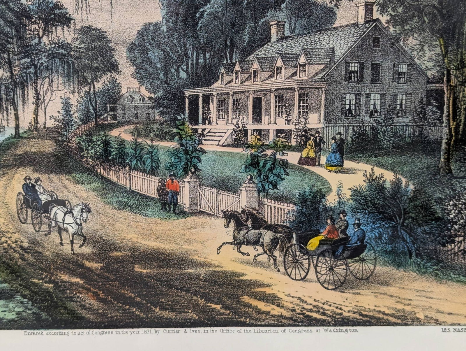 Currier and Ives Lithograph Depicting A Home on the Mississippi - 7