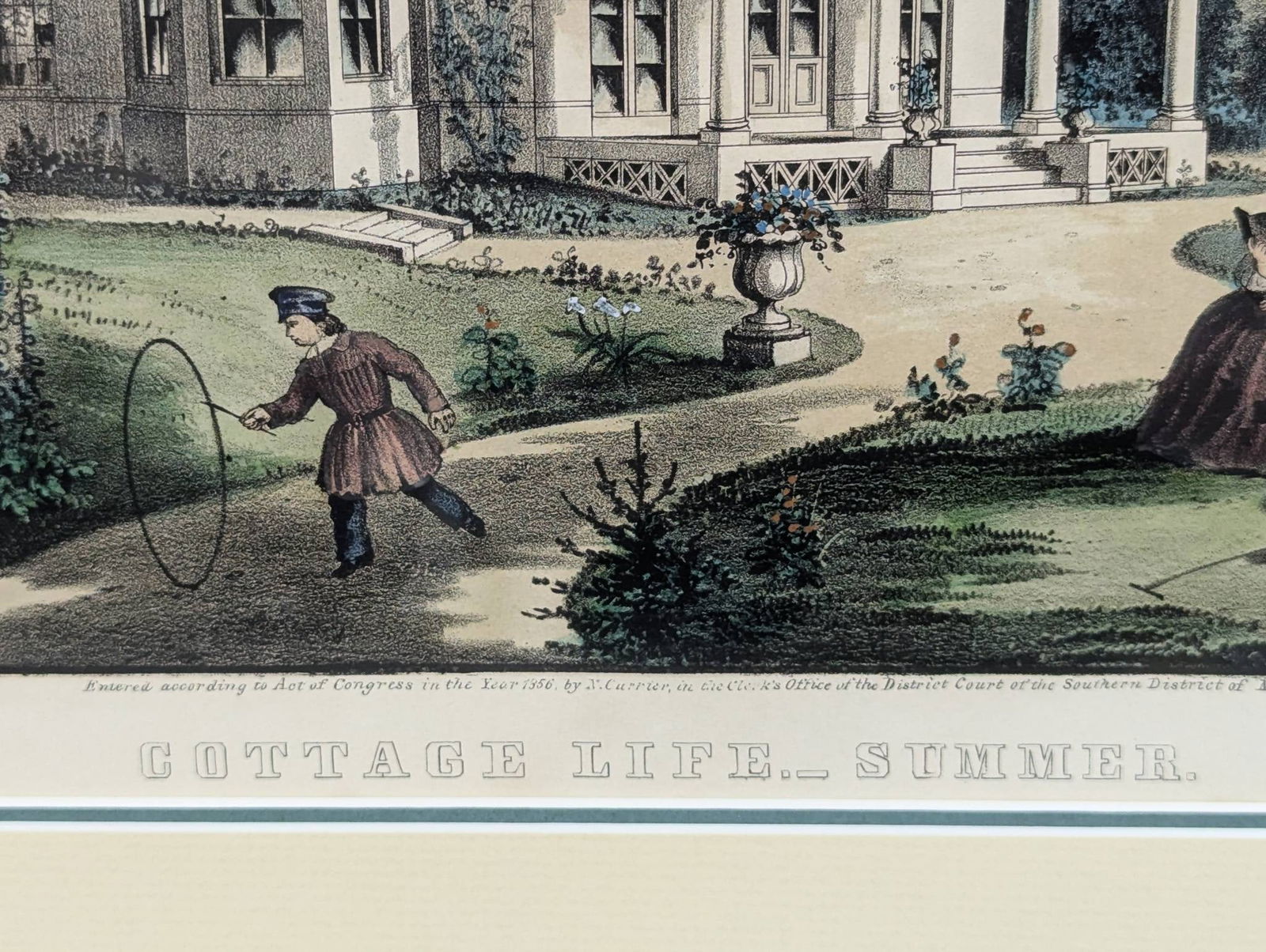 Lithograph by Currier and Ives Depicting Cottage Life in Summer - 10