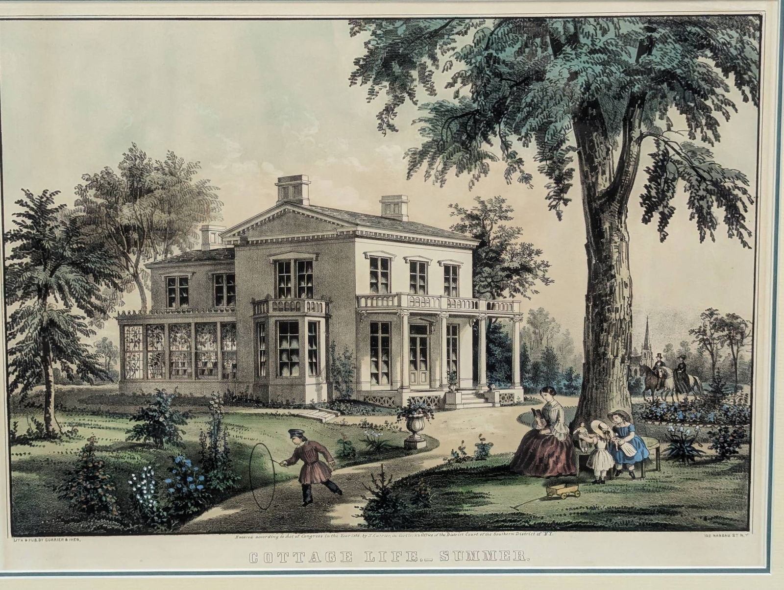 Lithograph by Currier and Ives Depicting Cottage Life in Summer - 2