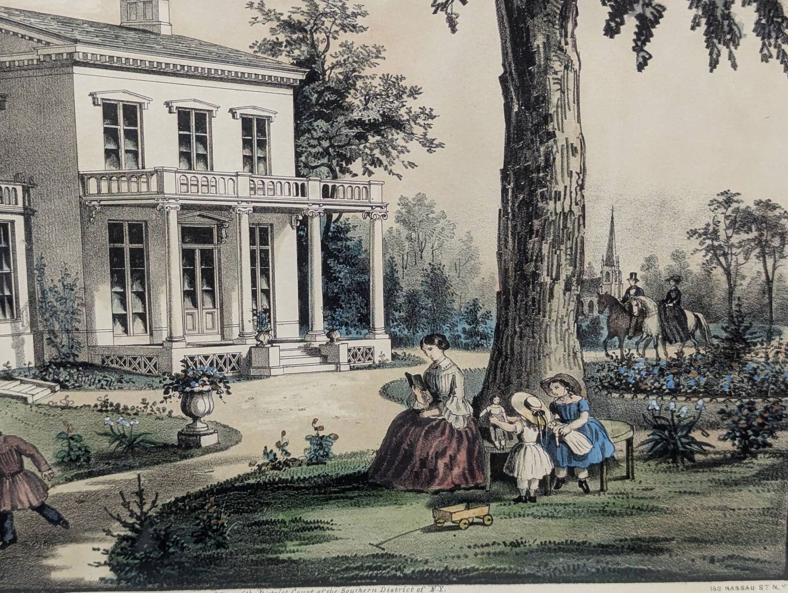 Lithograph by Currier and Ives Depicting Cottage Life in Summer - 8