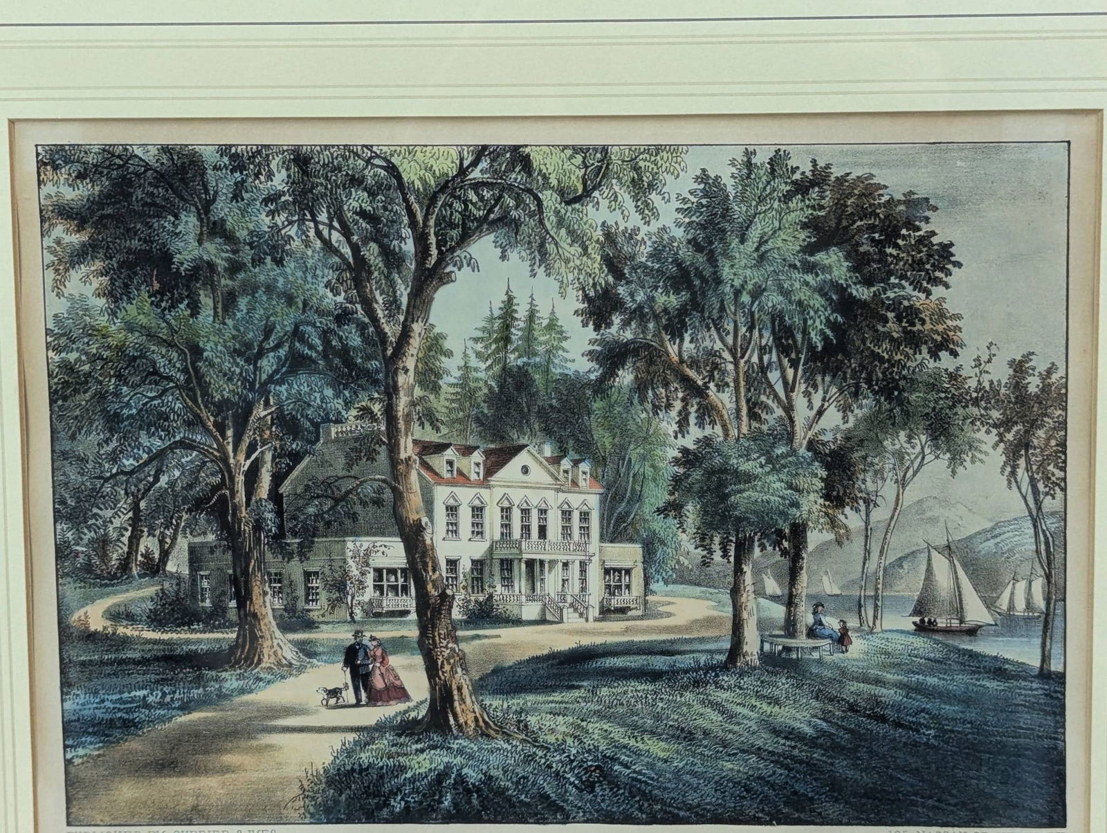 Currier and Ives Lithograph A Mansion of the Olden Time - 2