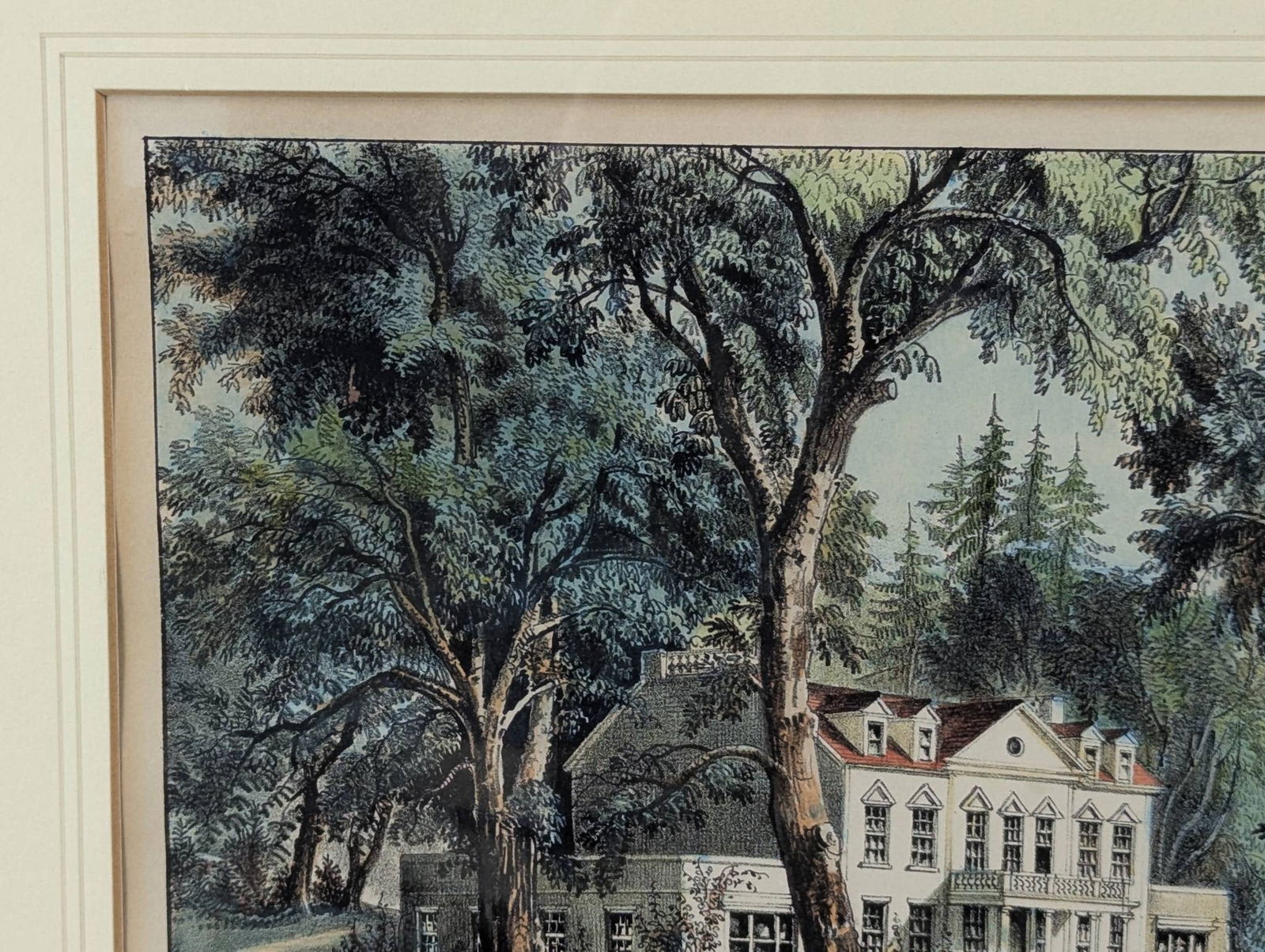 Currier and Ives Lithograph A Mansion of the Olden Time - 3