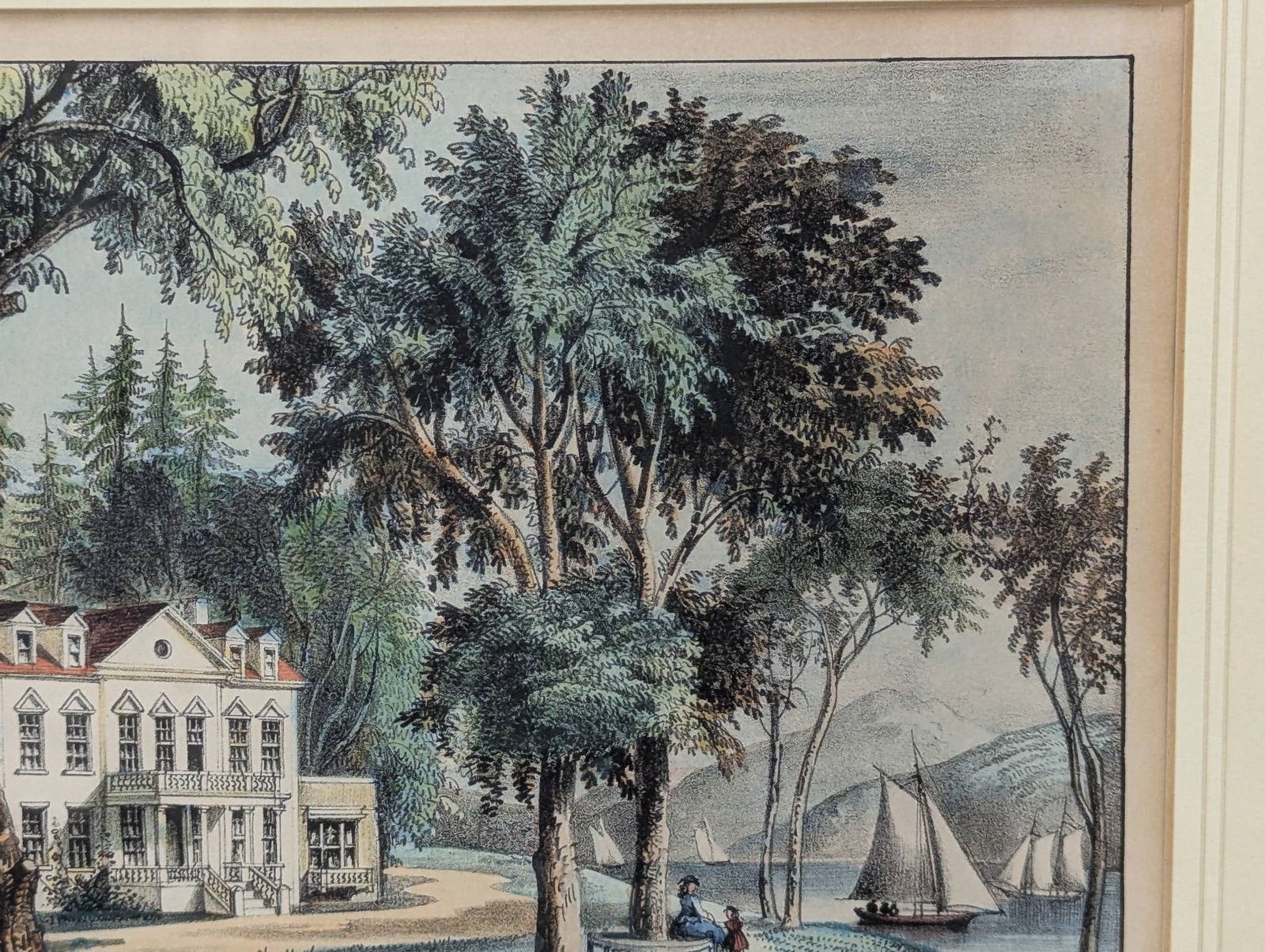 Currier and Ives Lithograph A Mansion of the Olden Time - 5