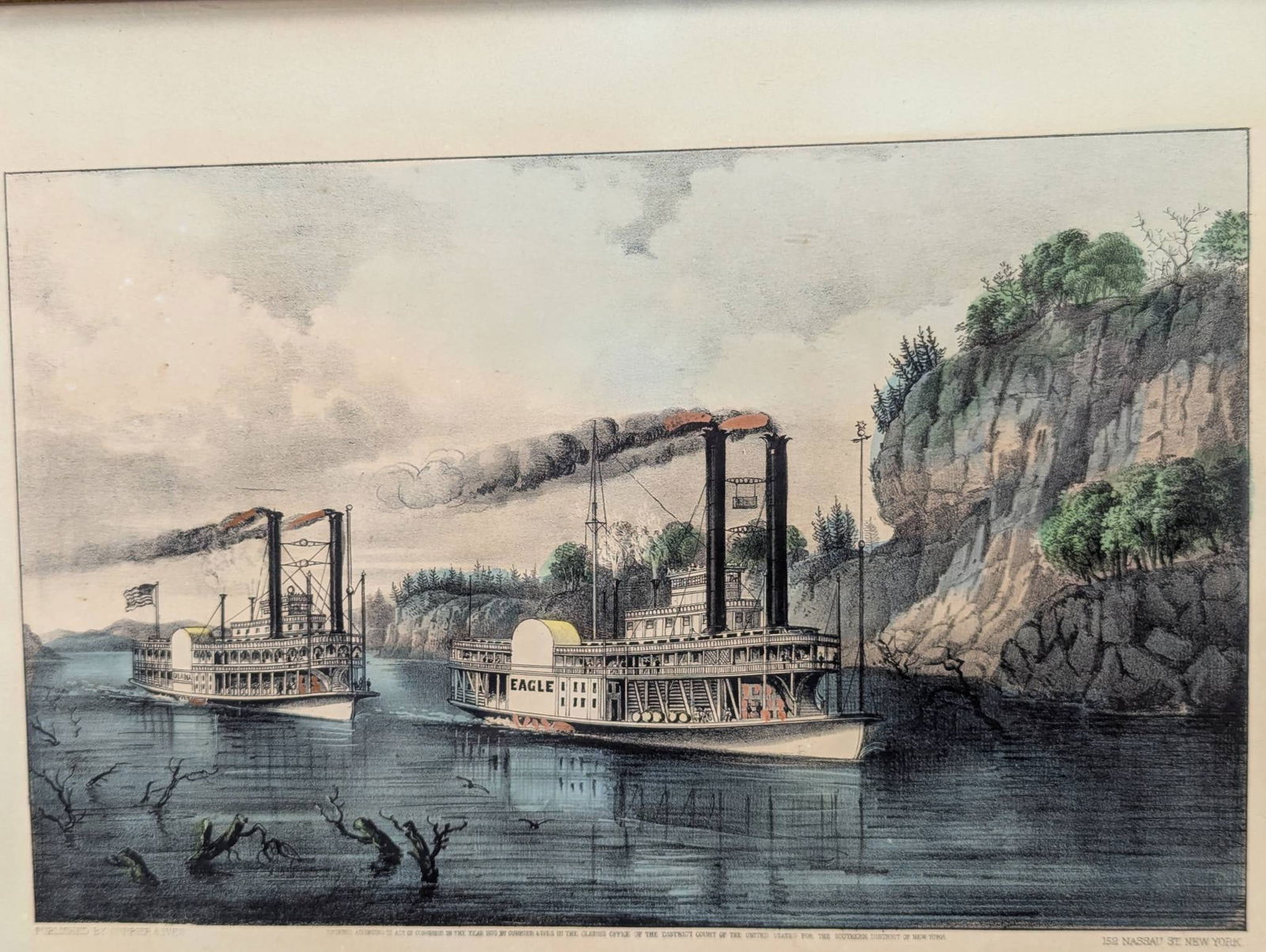 Lithograph Depicting Riverboats on the Mississippi - 2