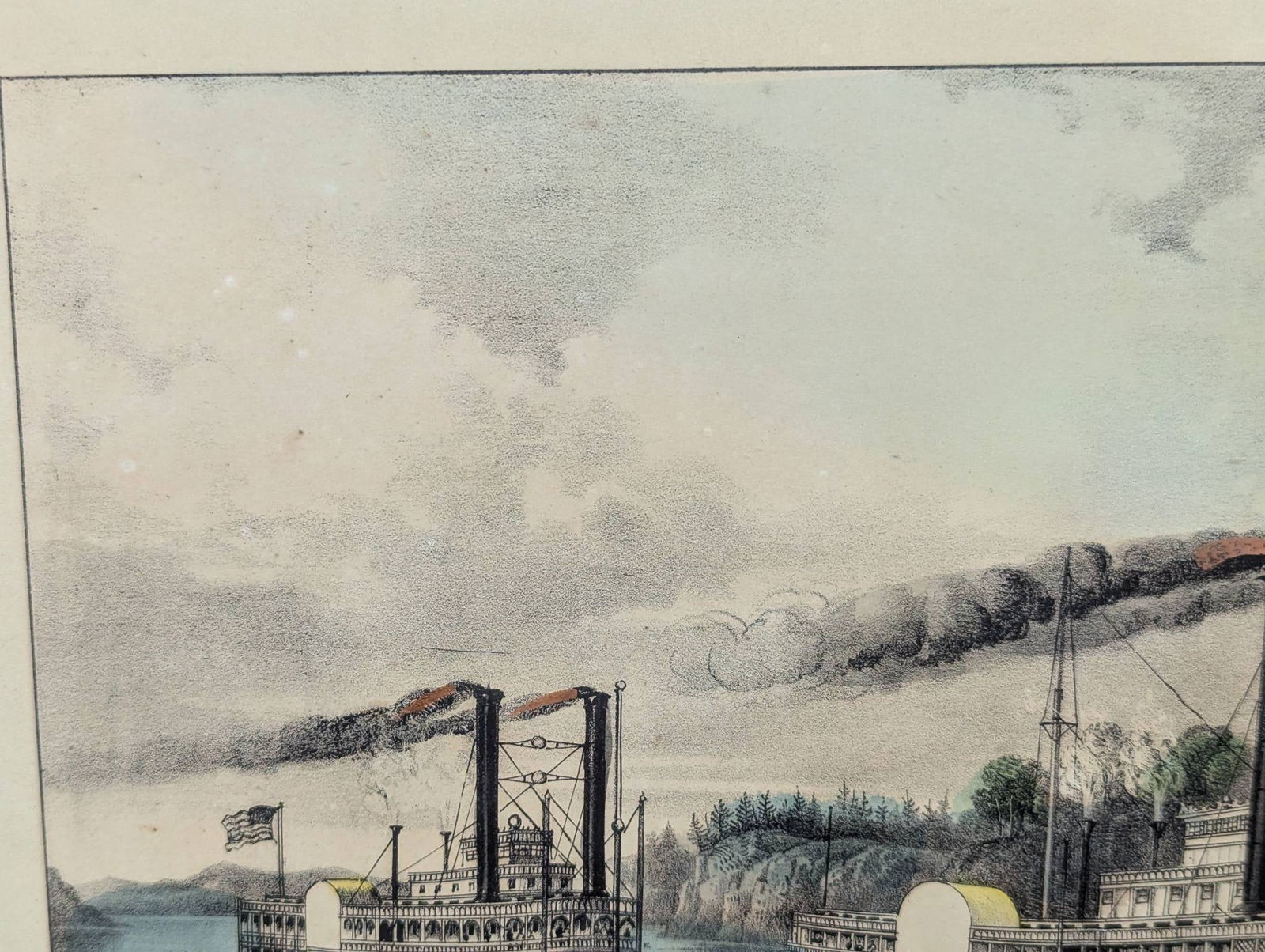 Lithograph Depicting Riverboats on the Mississippi - 3