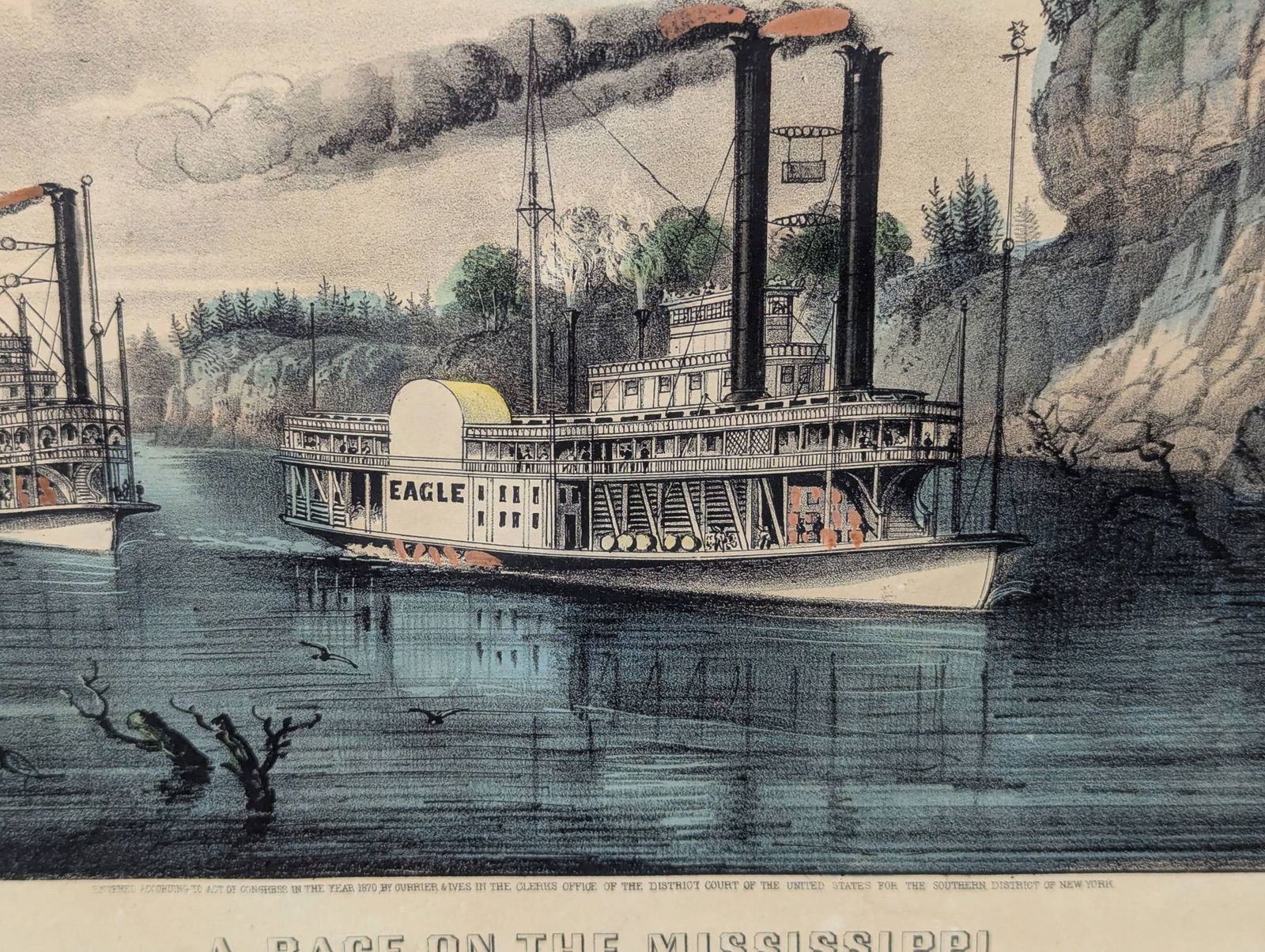 Lithograph Depicting Riverboats on the Mississippi - 7