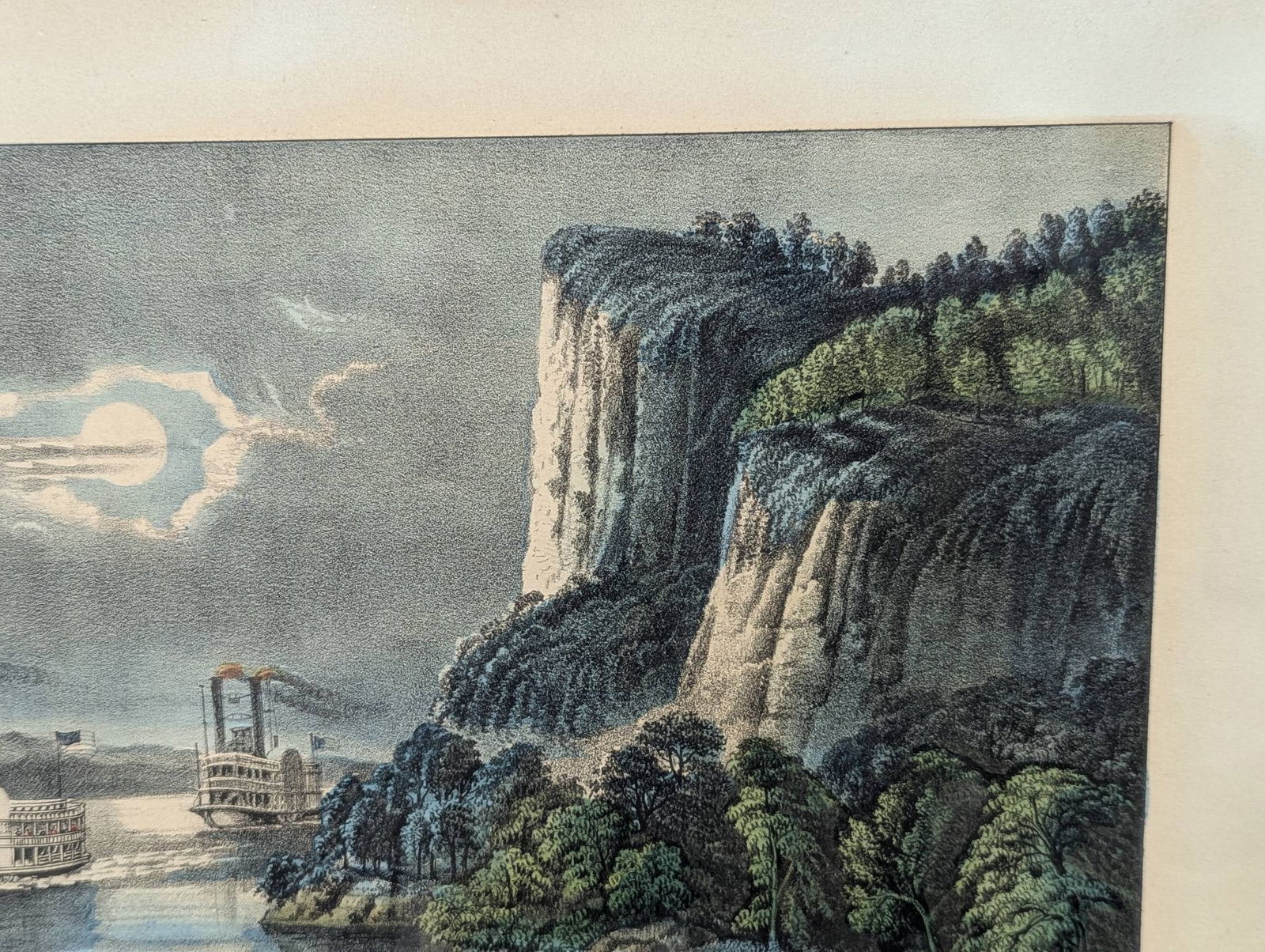 Lithograph Depicting Maiden Rock Mississippi River Published by Currier and Ives - 5