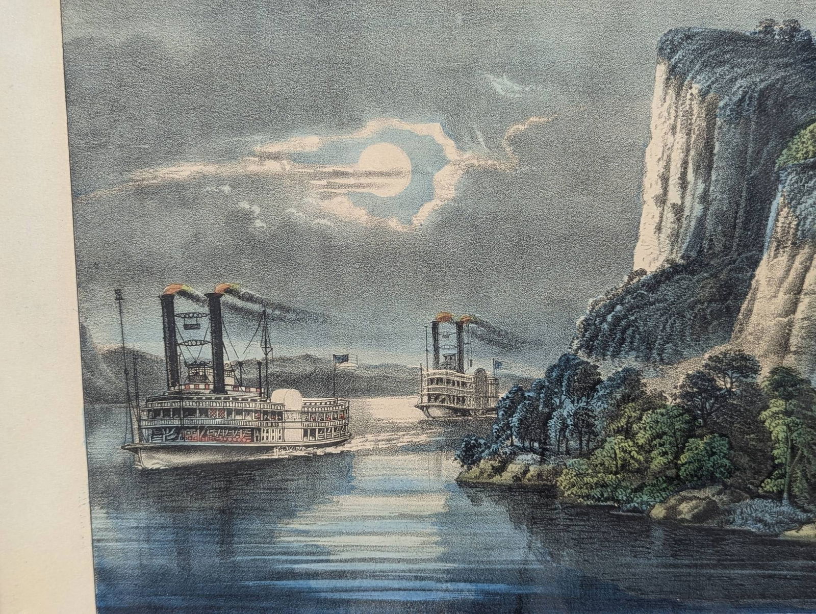 Lithograph Depicting Maiden Rock Mississippi River Published by Currier and Ives - 6