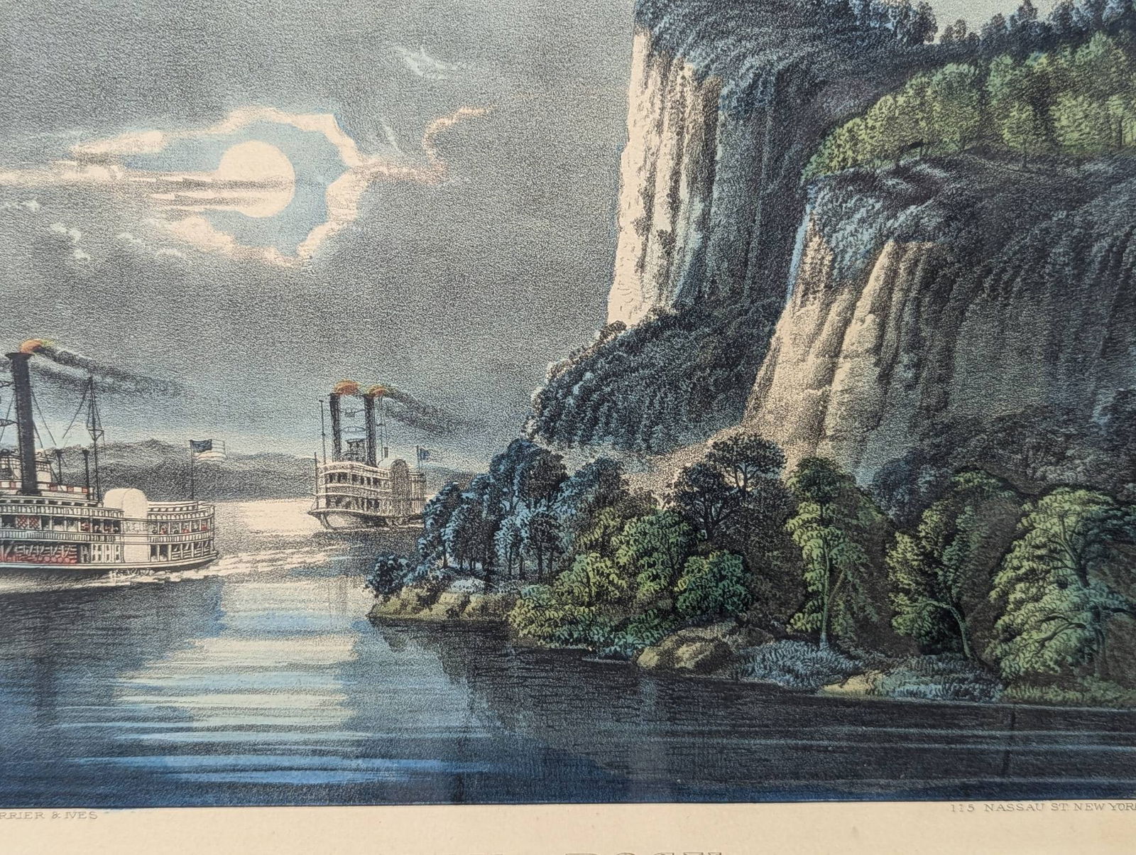 Lithograph Depicting Maiden Rock Mississippi River Published by Currier and Ives - 7