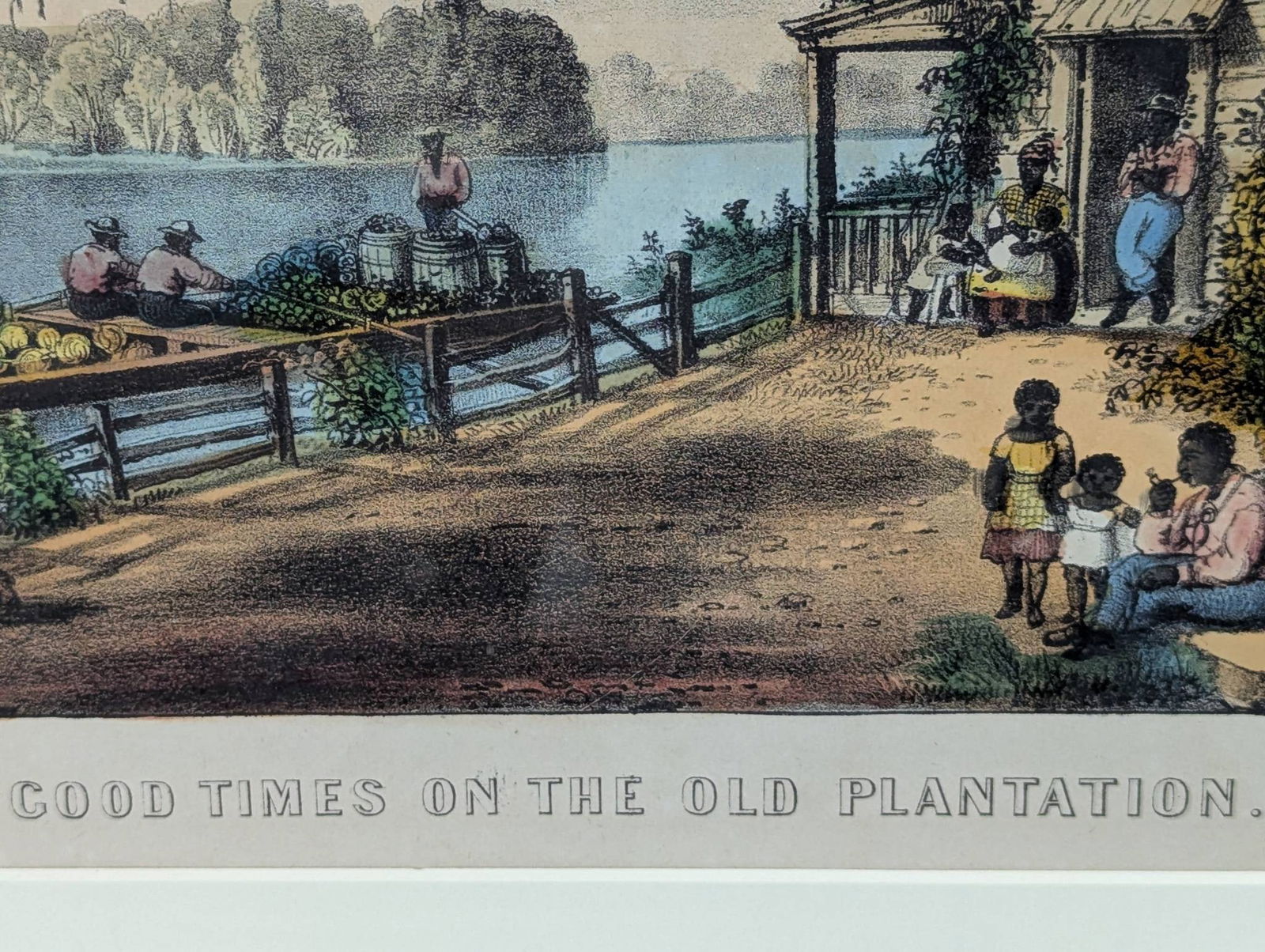 Currier and Ives Lithograph Titled Good Times on the Old Plantation - 10