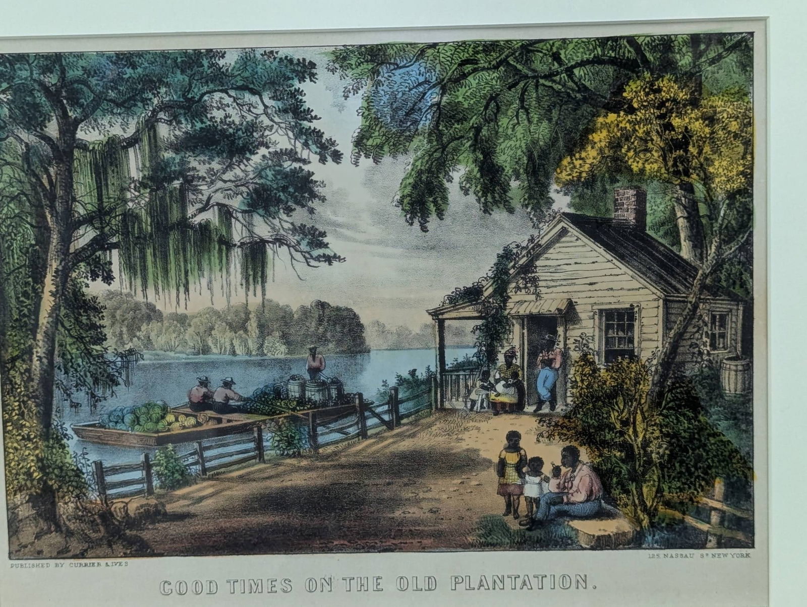 Currier and Ives Lithograph Titled Good Times on the Old Plantation - 2
