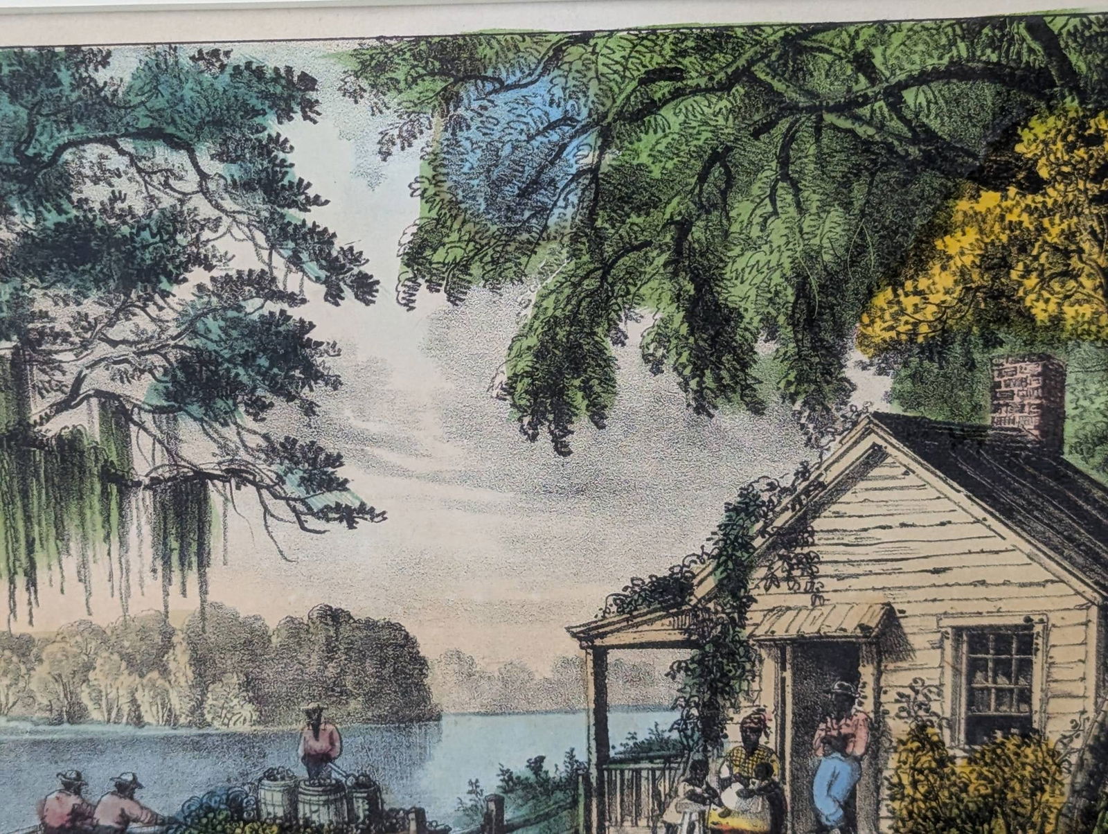 Currier and Ives Lithograph Titled Good Times on the Old Plantation - 4