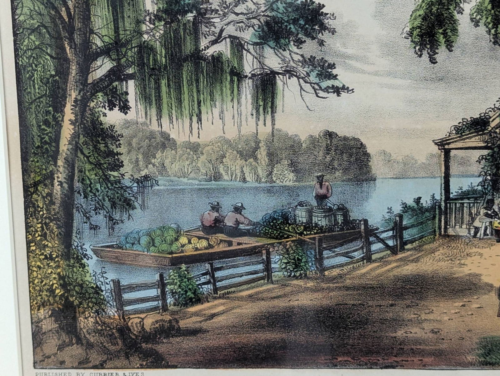 Currier and Ives Lithograph Titled Good Times on the Old Plantation - 6