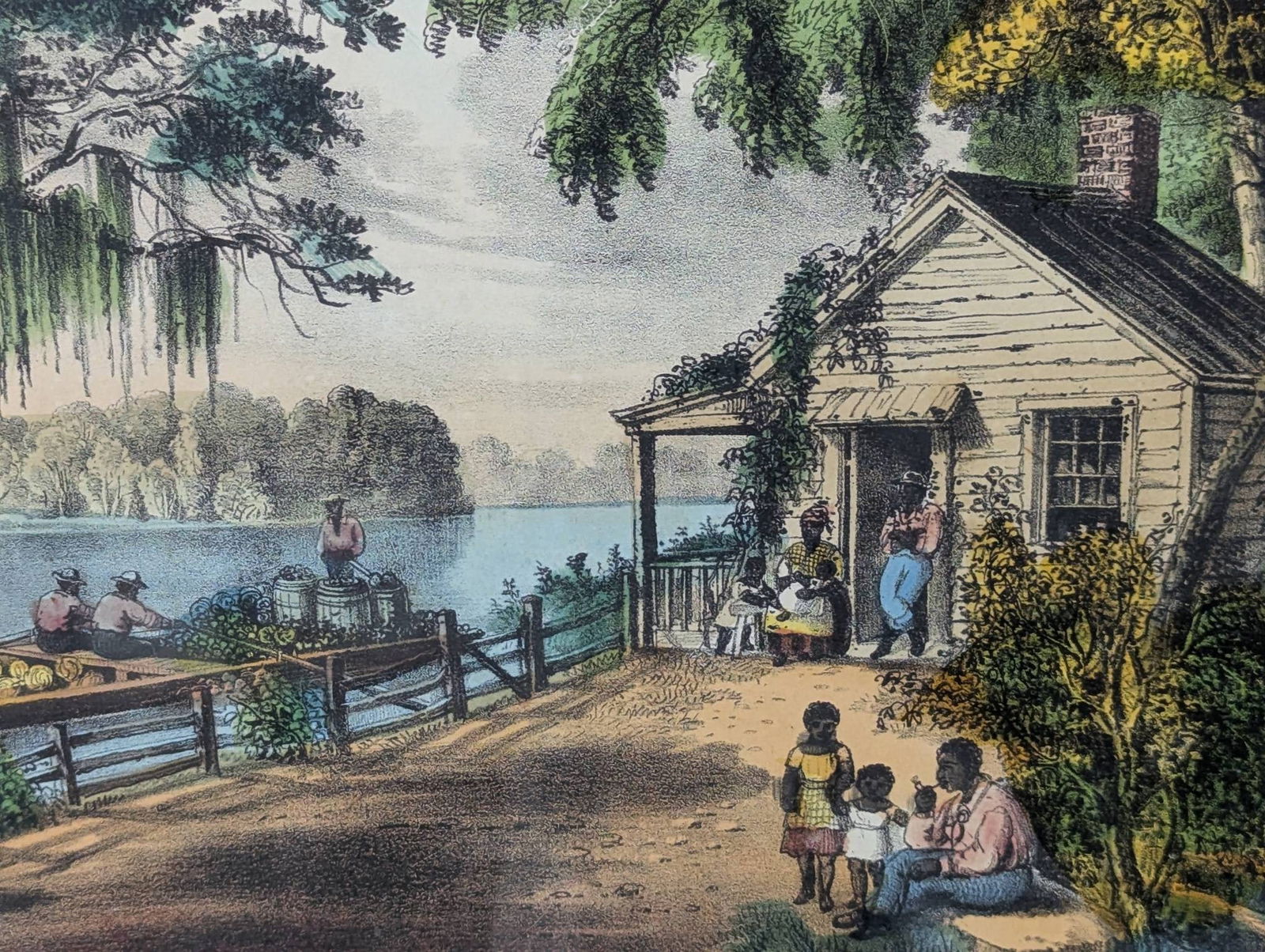 Currier and Ives Lithograph Titled Good Times on the Old Plantation - 7