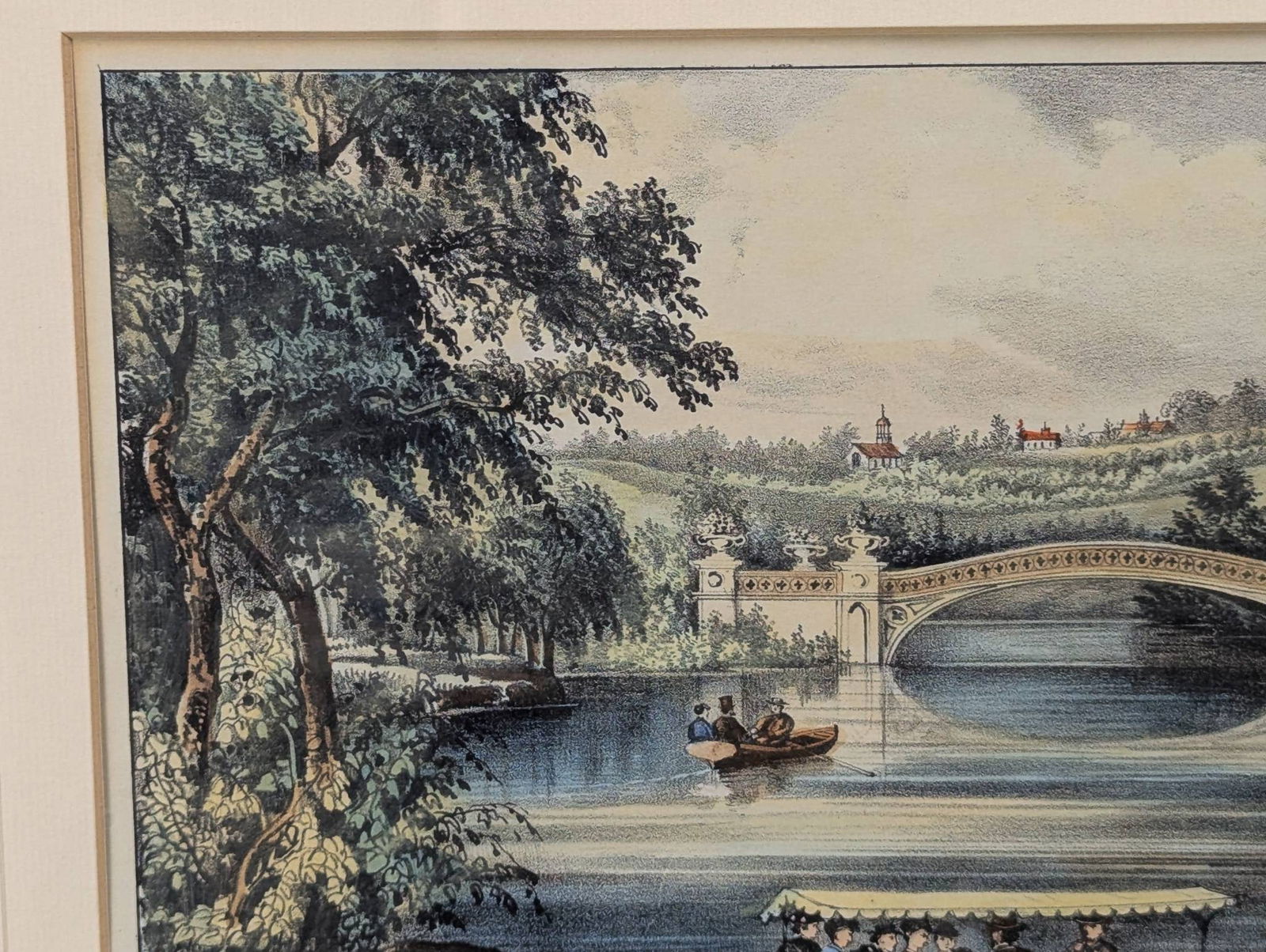 Lithograph Published by Currier and Ives Depicting Central Park Bridge Scene - 3